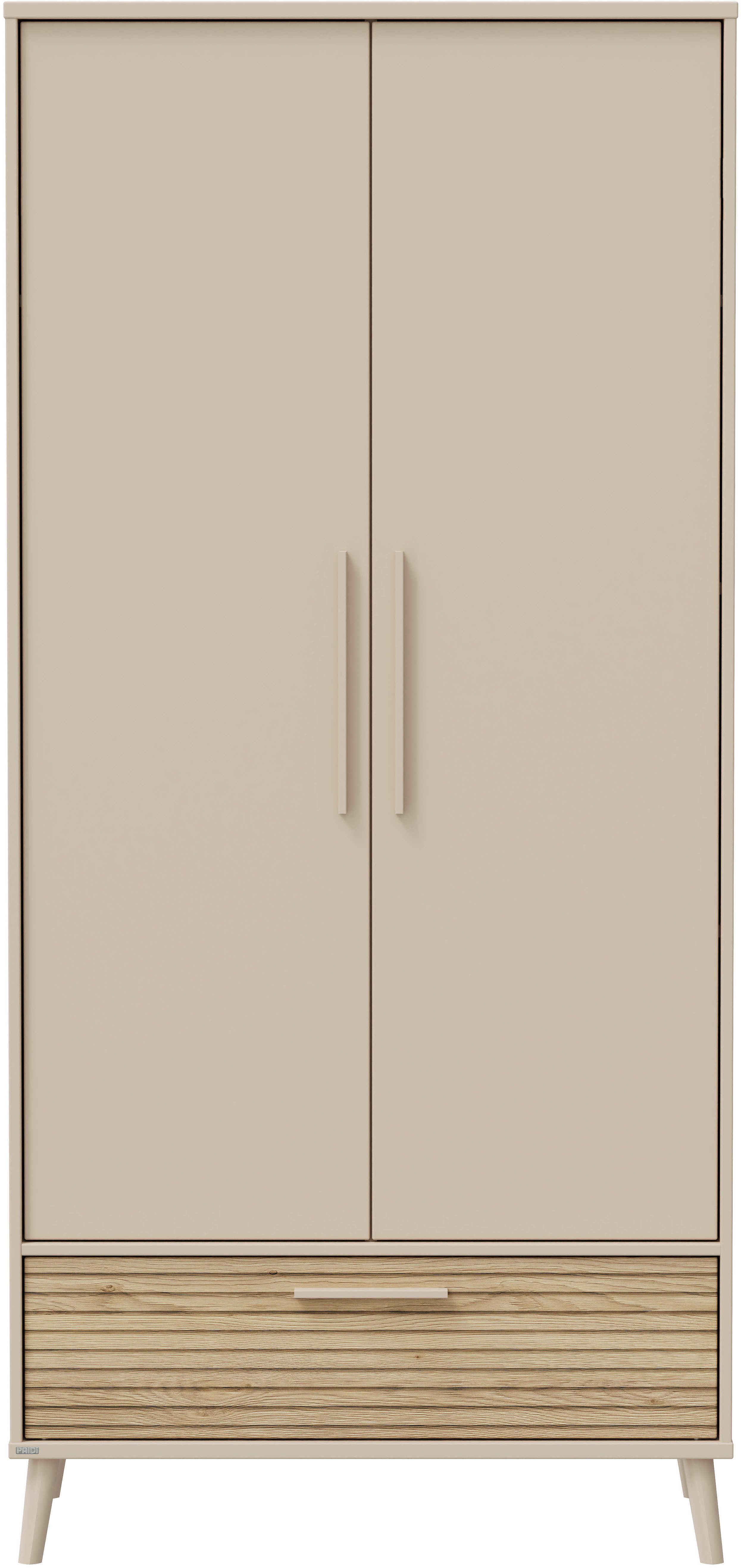 PAIDI Kleiderschrank EEFJE in Beige mit Schublade und Türen, verschiedene Ausführungen (B/H/T ca. 95-123/139-204/41-57cm, mit 2 oder 3 Türen + Tiny-Variante) stabiler Drehtürenschrank aus Holz, mit Soft-Close-Funktion