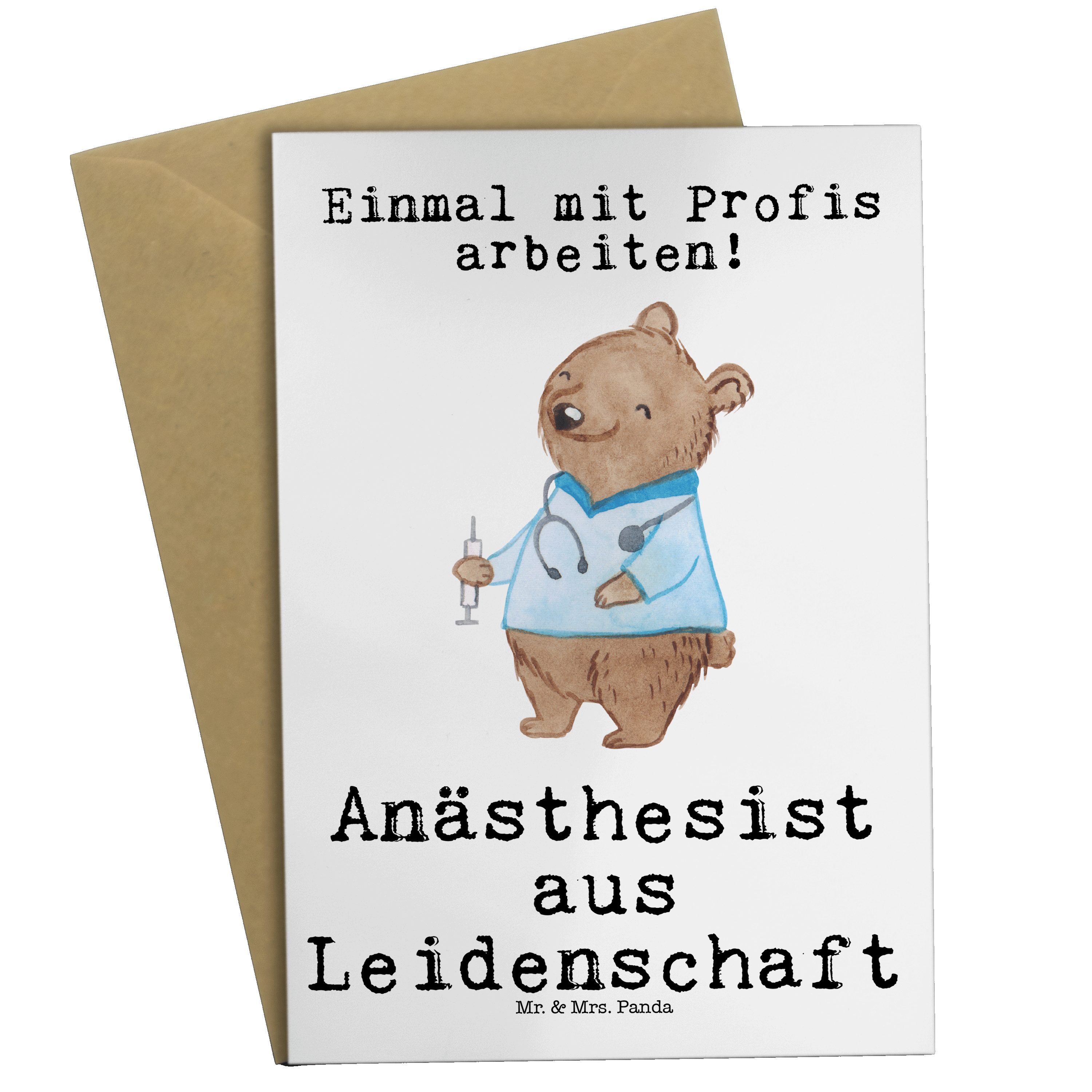 Mr. & Mrs. Panda Grußkarte »Anästhesist aus Leidenschaft Weiß