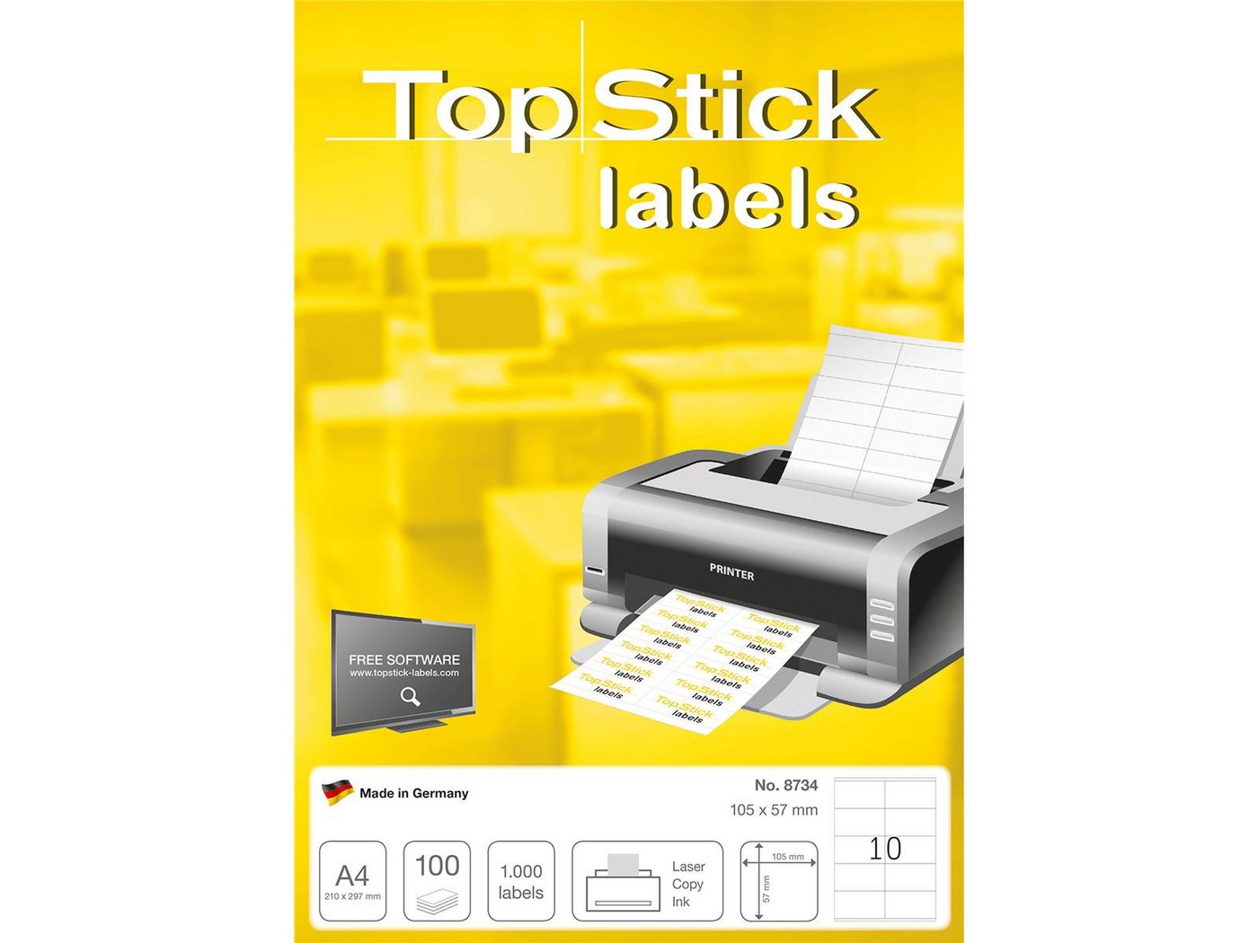 Thumbnail - TopStick Etiketten TopStick 8734 Universal-Etiketten - 105 x 57 mm - weiss - 1.000 Stück