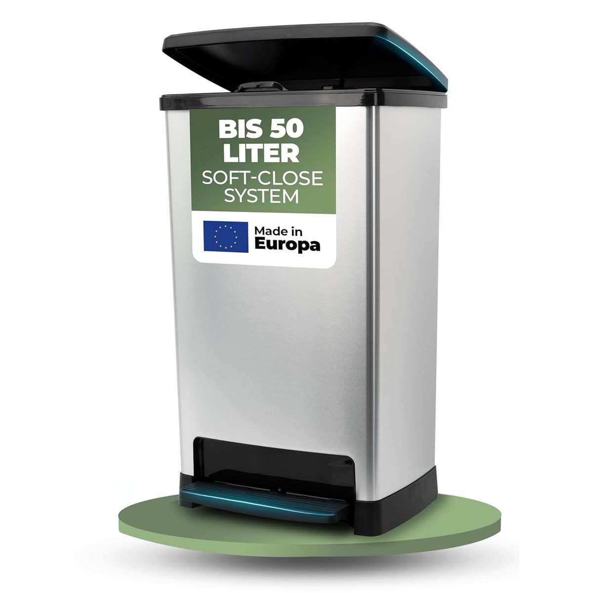 Novaliv Mülleimer 31169-1x, Novaliv Großer Mülleimer mit Deckel - 50L Tretmülleimer mit Soft-Close