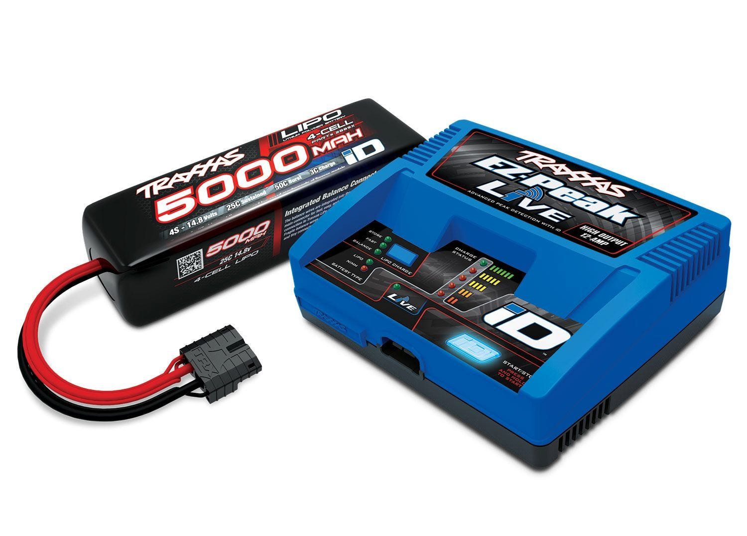 Traxxas RC-Buggy Traxxas Ladegerät Live Lader + Lipo Akku 4S 14,8V 5000 MAh 2971GX + 28