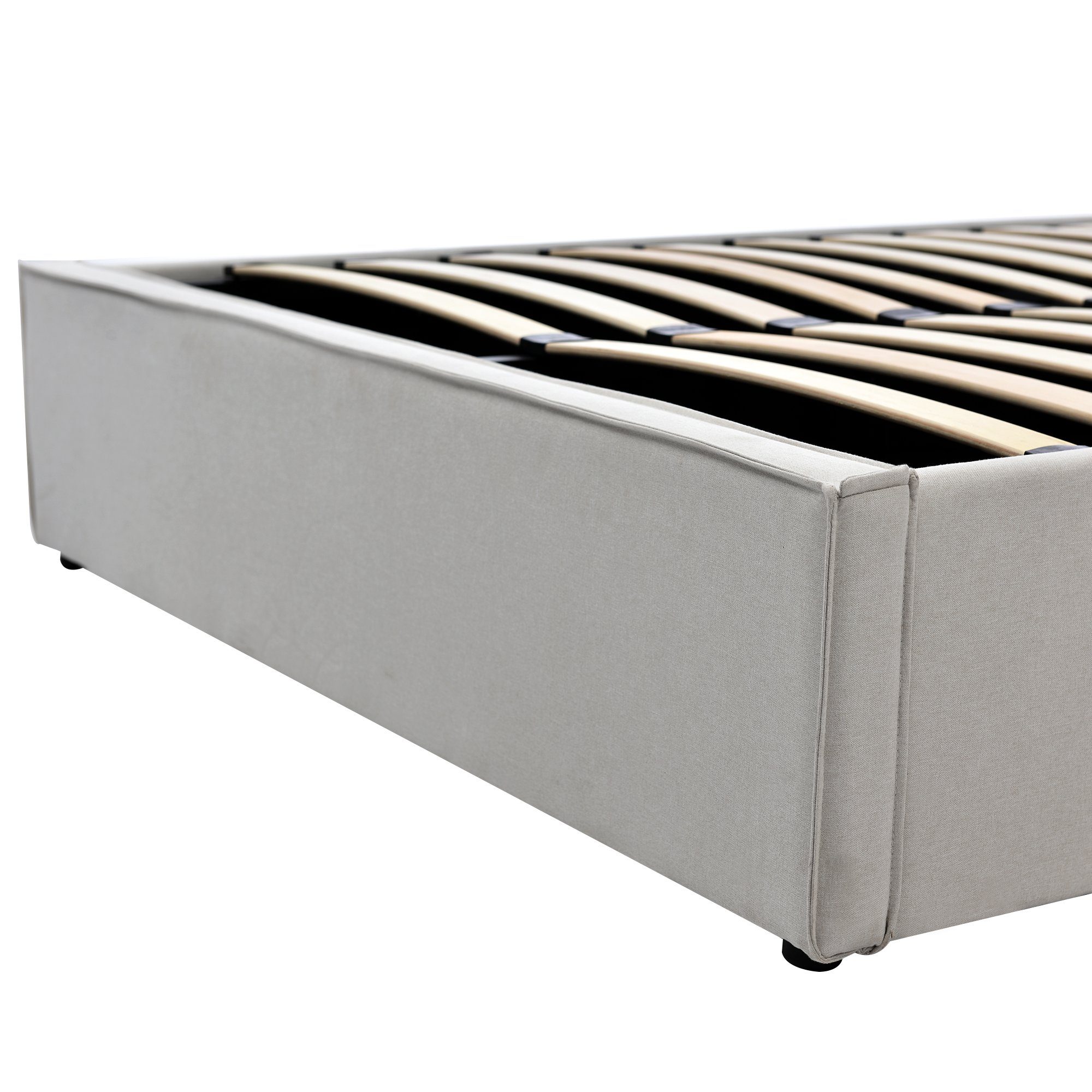 Boxspringbett (Polsterbett Doppelbett 160x200 cm mit edler Knopfheftung und Matratze), Hydraulisches Funktionsbett mit Bettkasten und Lattenrost, Baumwolle