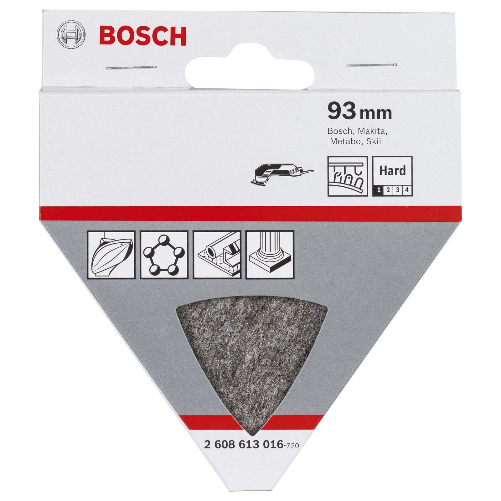 BOSCH Polierpad Bosch Polierfilz für Dreieckschleifer und Multi-Cutter hart Klett 93 m