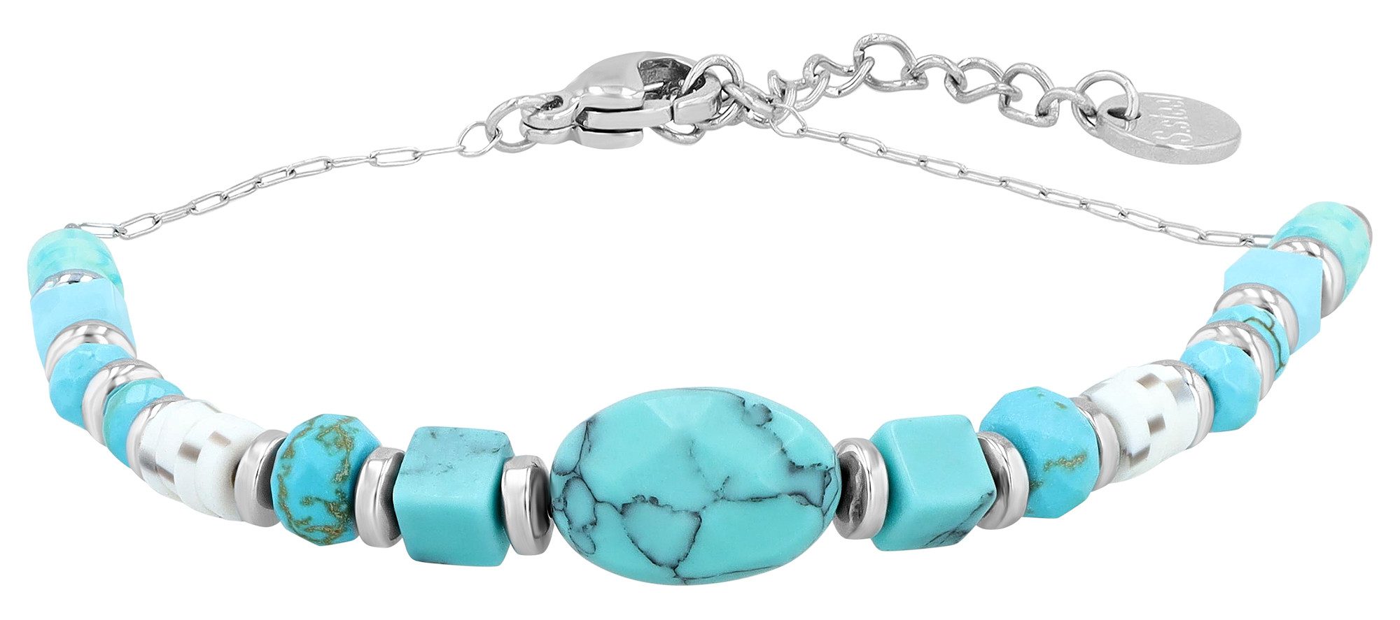 Armband 5030685 Edelstahl und Naturstein, 16,5 + 3 cm