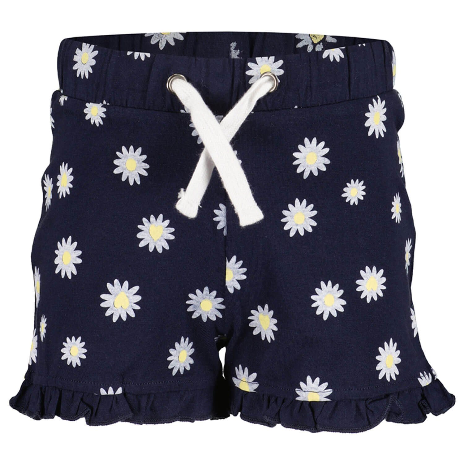 Blumen-Print Seven Kurze Kinder mit Blue Sweatshorts Mädchen dunkelblau mit Shorts Tunnelzug - Hose