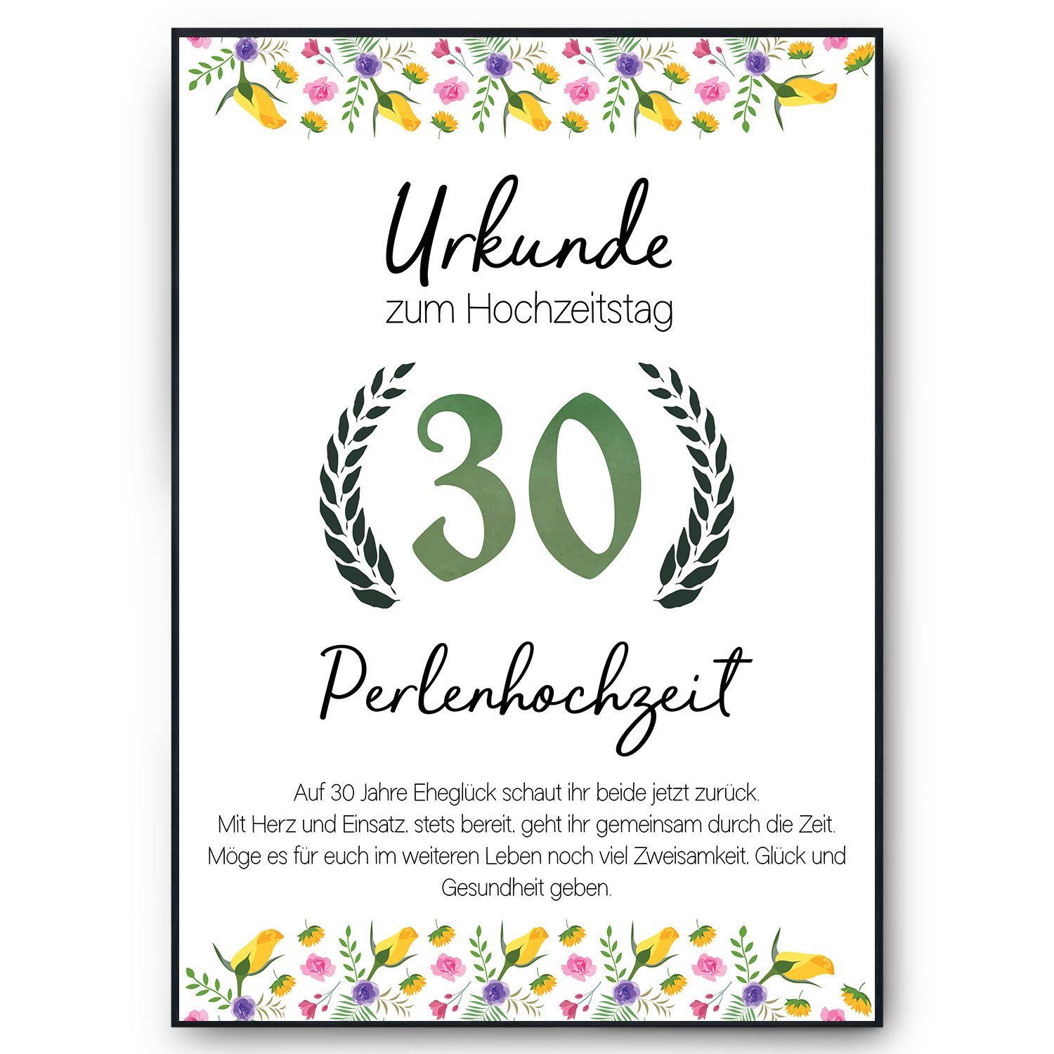 Tigerlino Poster 30. Hochzeitstag Geschenk Urkunde günstig online kaufen