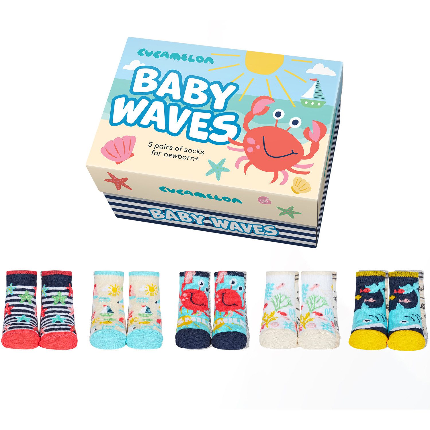 United Oddsocks Freizeitsocken Baby Waves Strand Cucamelon Socken für Babys (5 Paar)
