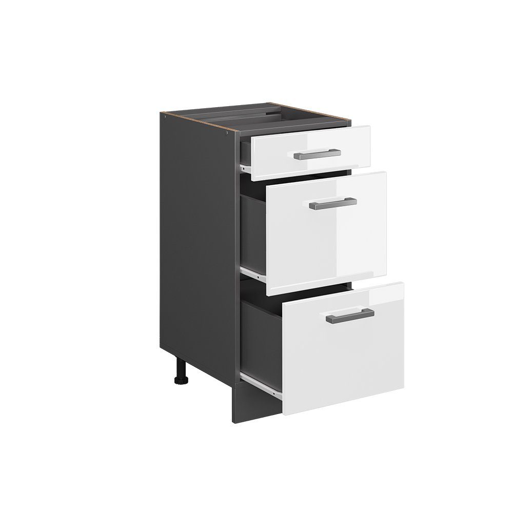 Vicco Unterschrank R-Line Weiß Hochglanz/Anthrazit 40 mit Schubladen ohne Arbeitsplatte (1-St) – Bild 4 von 5