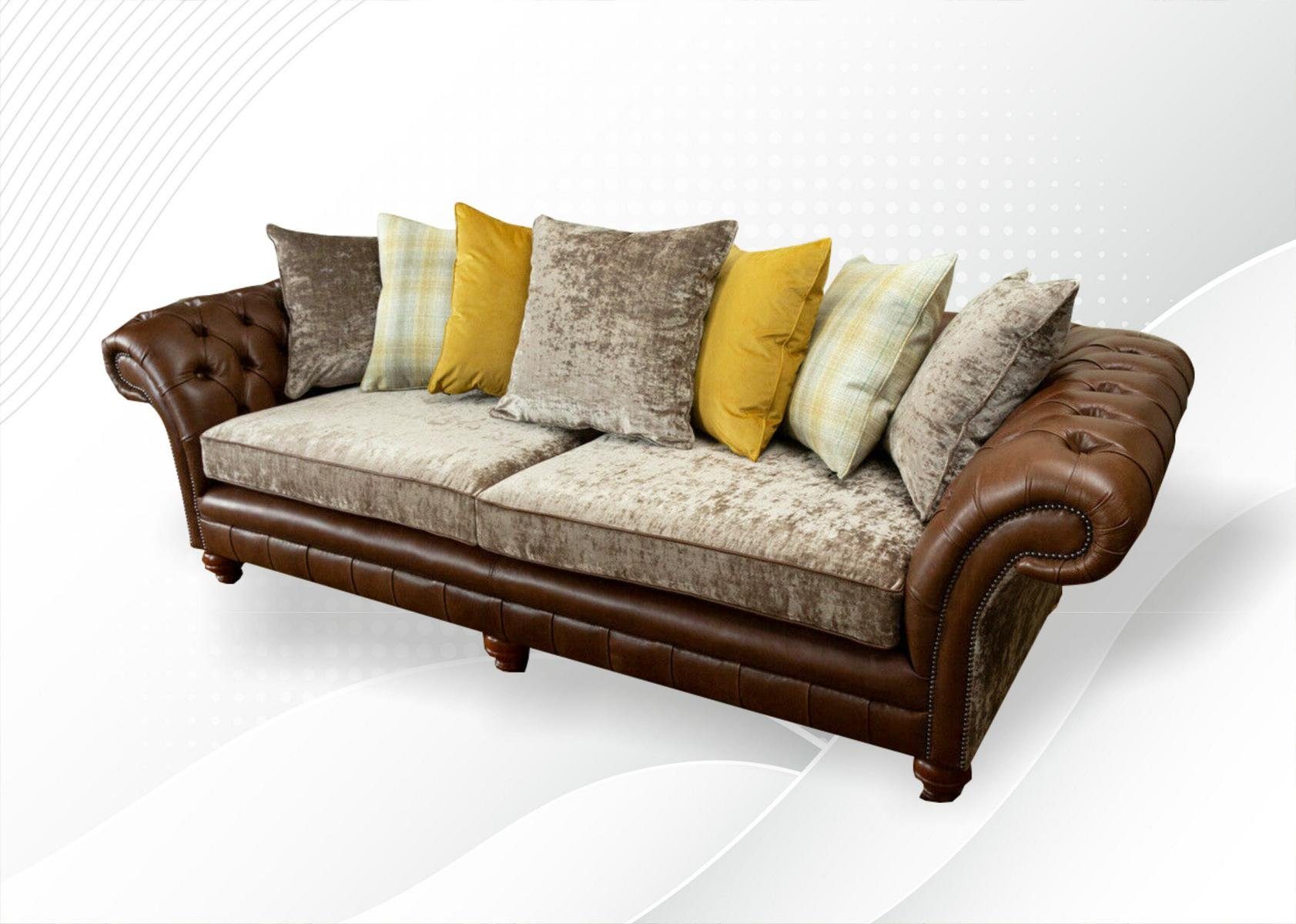 4 Sofa Couch Sofa Chesterfield-Sofa, Design Sitzer JVmoebel 265 cm Chesterfield