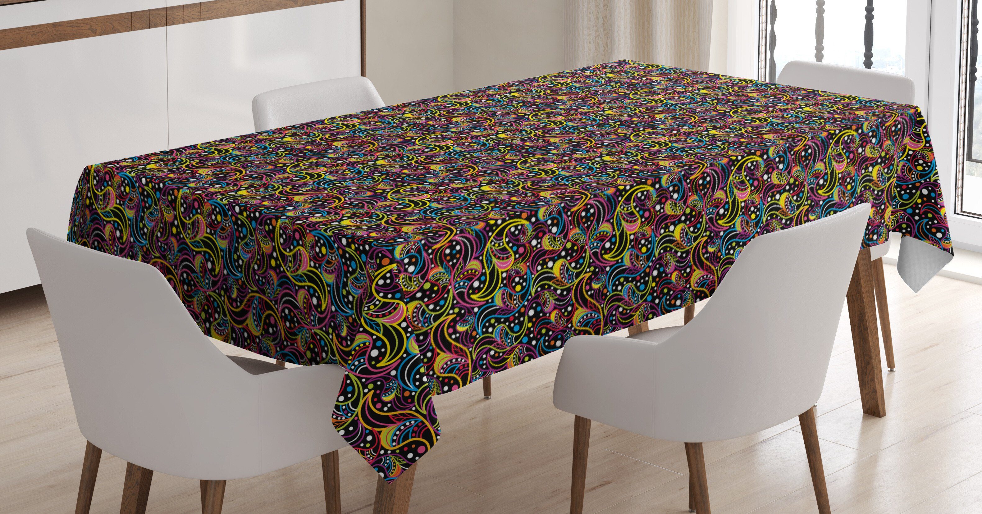 den Klare Tischdecke 60er Kaleidoskopisch Bereich Inspirations Farbfest Waschbar Abakuhaus Für Jumble Farben, Außen geeignet