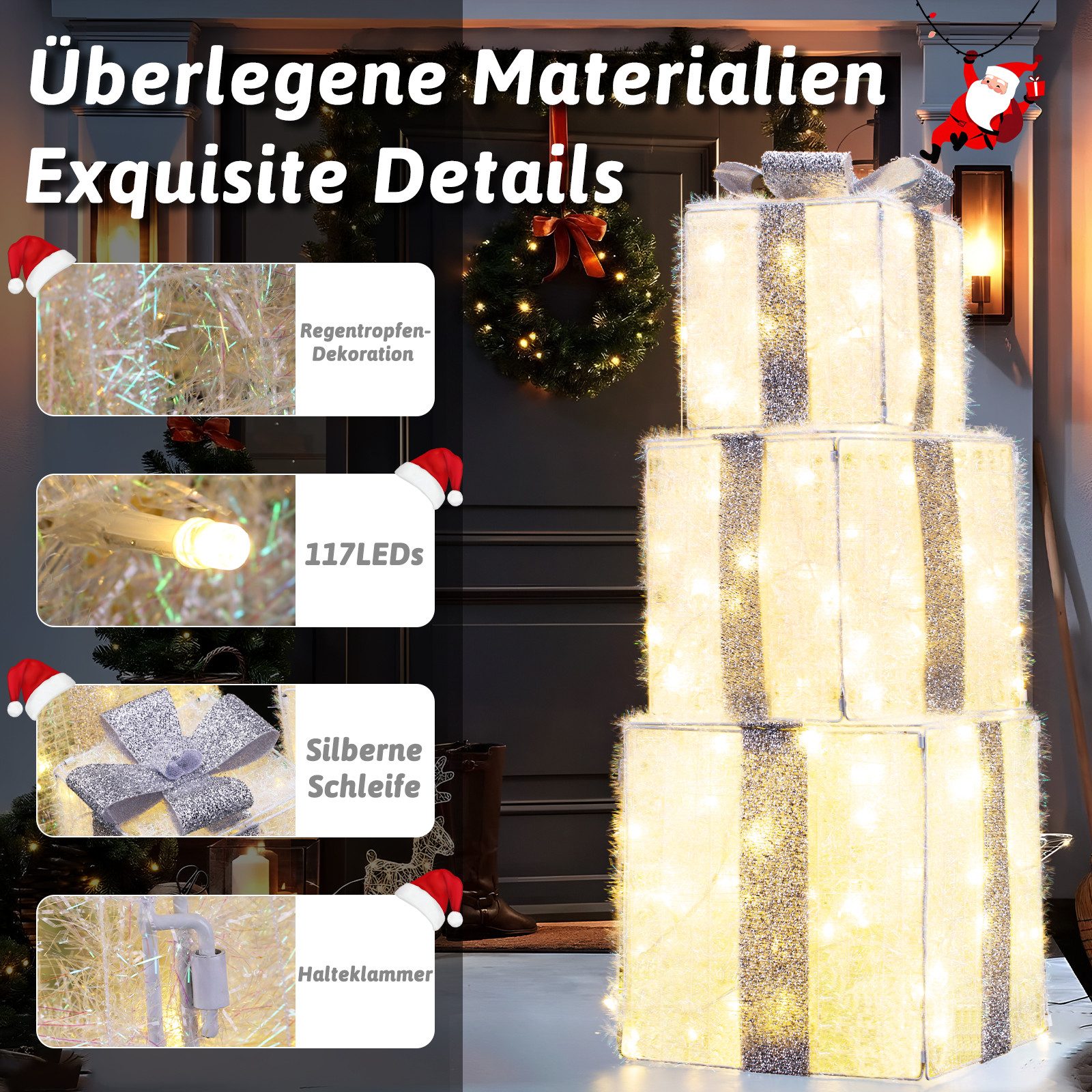 Elegear Weihnachtsfigur 3er-Set LED Geschenkbox Weihnachten günstig online kaufen