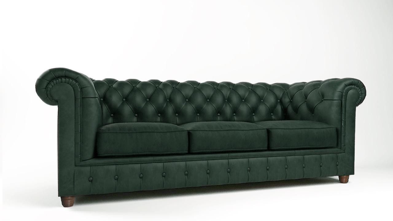 Xlmoebel Chesterfield-Sofa Grüne Polster-Couch im Chesterfield-Stil für stilvolles Wohnen, Hergestellt in Europa
