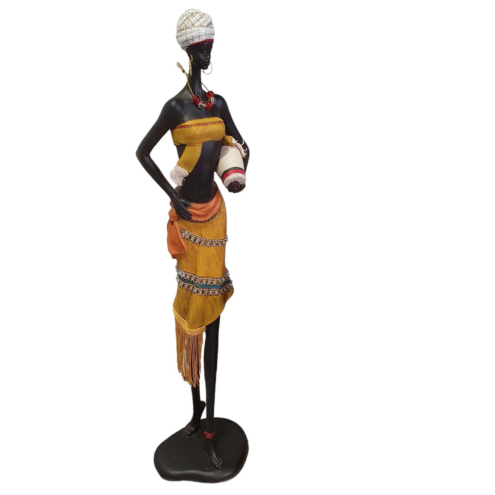 Aspinaworld Afrikafigur Afrikanische Frau mit Krug im Arm und Paillettenschmuck 61 cm