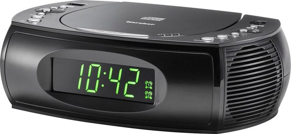 Karcher UR 1308 Uhrenradio (UKW mit RDS, 2 W, CD-Player,USB,2 Weckzeiten),  Wecker mit 2 Weckzeiten (Dual-Alarm), Snooze-Funktion & Sleep-Timer