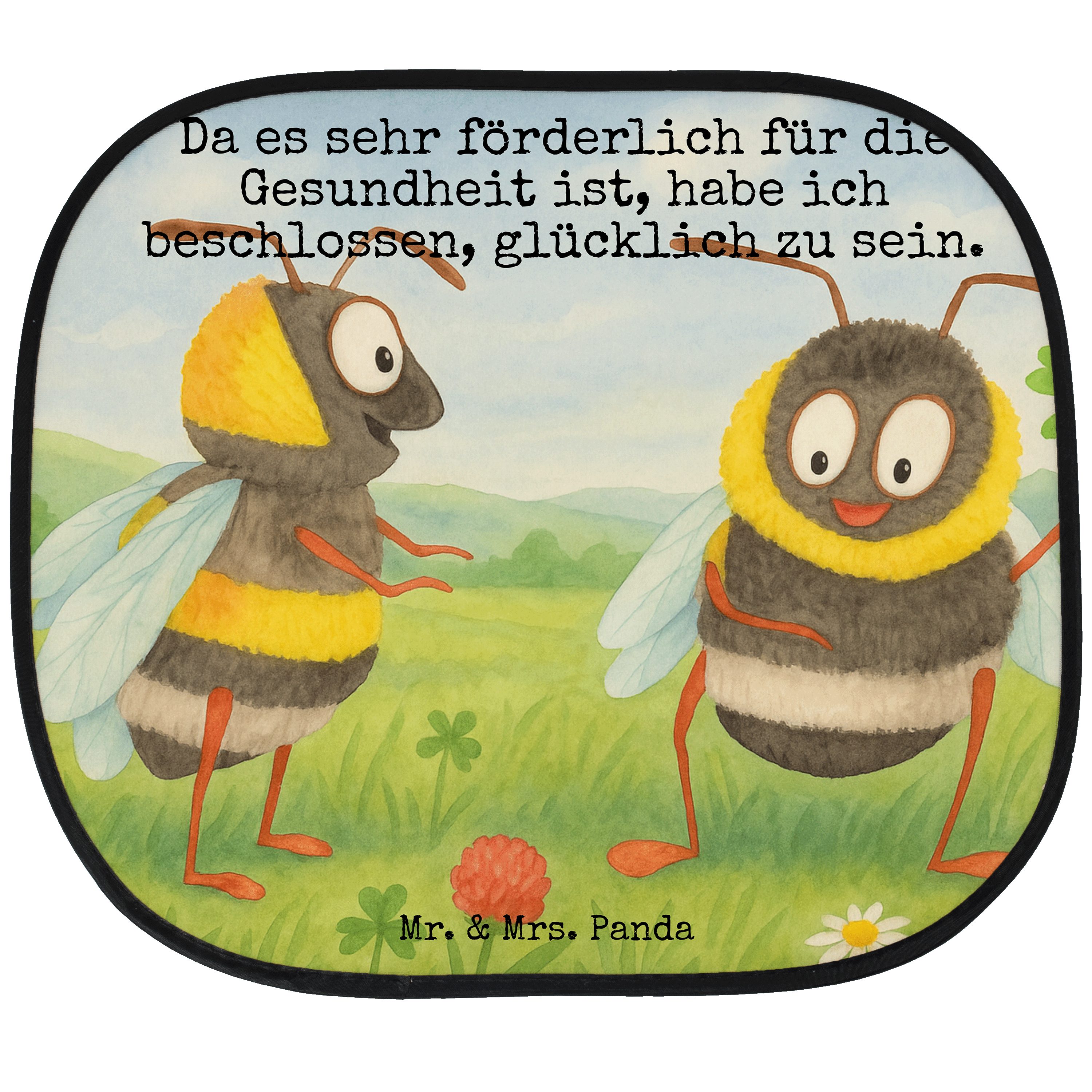 Mr. & Mrs. Panda Sonnenschutz Hummeln Kleeblatt Design - Weiß - Geschenk, Spruch schön, glücklich s, Seidenmatt, Einzigartiges Design