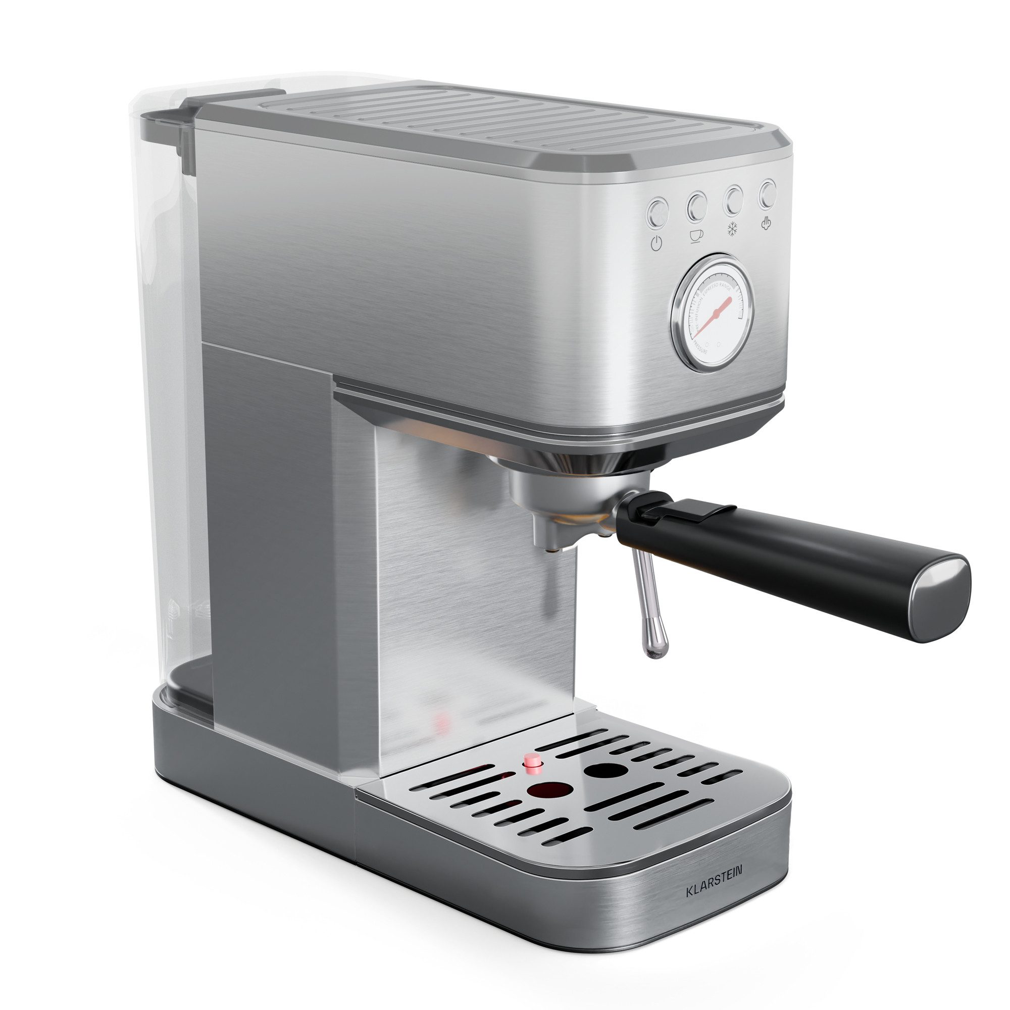 Klarstein Filterkaffeemaschine, Edelstahlfilter, Elektrisch 20 Bar Kaffemaschine Milchaufschäumer