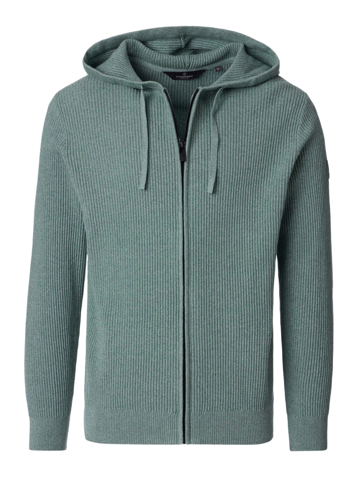 CASAMODA Strickjacke grün,Freizeit,Baumwolle,Unifarben,Rundhals,Lang,Regular Fit