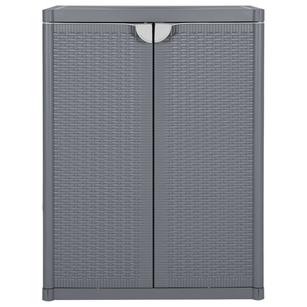 vidaXL Garten-Geräteschrank NA Gartenschrank Grau 65x45x88 cm Kunststoff Polyrattan Outdoor Terras