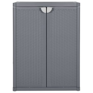 vidaXL Garten-Geräteschrank Gartenschrank Grau 65x45x88 cm Kunststoff Polyrattan Outdoor Terrasse