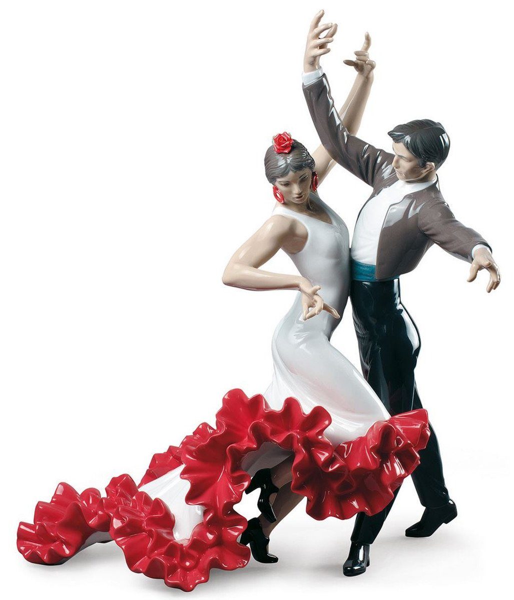Casa Padrino Dekofigur Casa Padrino Luxus Porzellan Skulptur Flamenco Tänzer Mehrfarbig 38 x H. 44 cm - Handgefertigte Luxus Dekoration