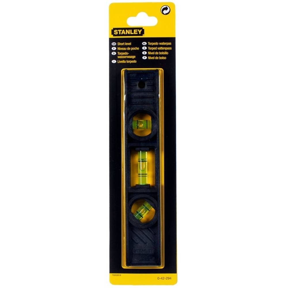 STANLEY Wasserwaage Wasserwaage Torpedo Kunststoff 20cm 0-42-294