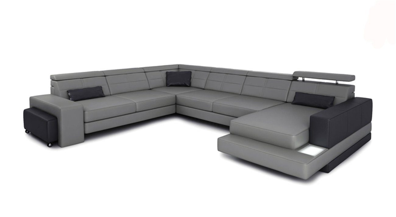 Couch Luxus Couchen Blau JVmoebel Leder Sitz Ecksofa, Polster Design Sofa Eck Garnitur