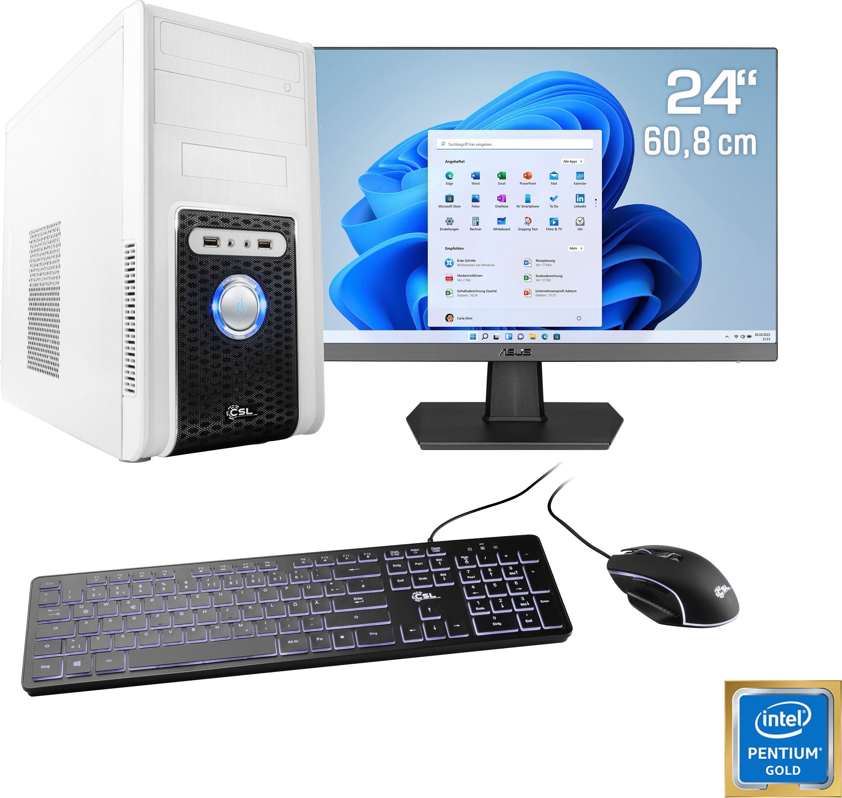 CSL Speed V21813 Intel® GB Pentium G6400, Gold PC-Komplettsystem GB SSD) weiß (24", 8 500 RAM