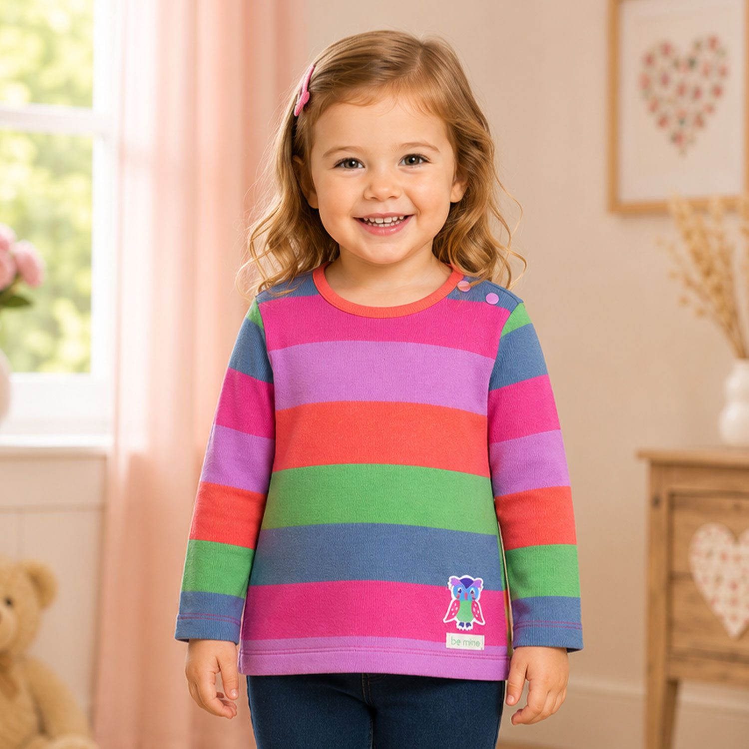 BONDI T-Shirt Mädchen Langarmshirt 'Be mine' 86966, Stripe Pink – Bild 5 von 5