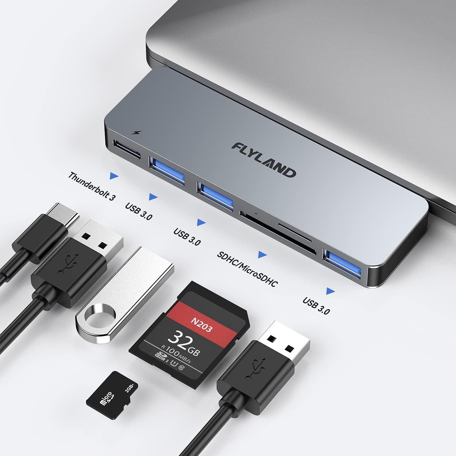 Vivitar USB-C Hub für MacBook Pro & Air mit Thunderbolt 3, 3× USB 3.0 USB-Adapter schnelle und stabile Verbindungen, Datenübertragung mit bis zu 5 Gbit/s zu Dockingstation im Aluminiumdesign, Plug-and-Play-USB-C-Erweiterung für Laptops, externe Geräte, Festplatten, Maus, Tastatur, Kartenleser, Multi-Port-hub mit Power Delivery