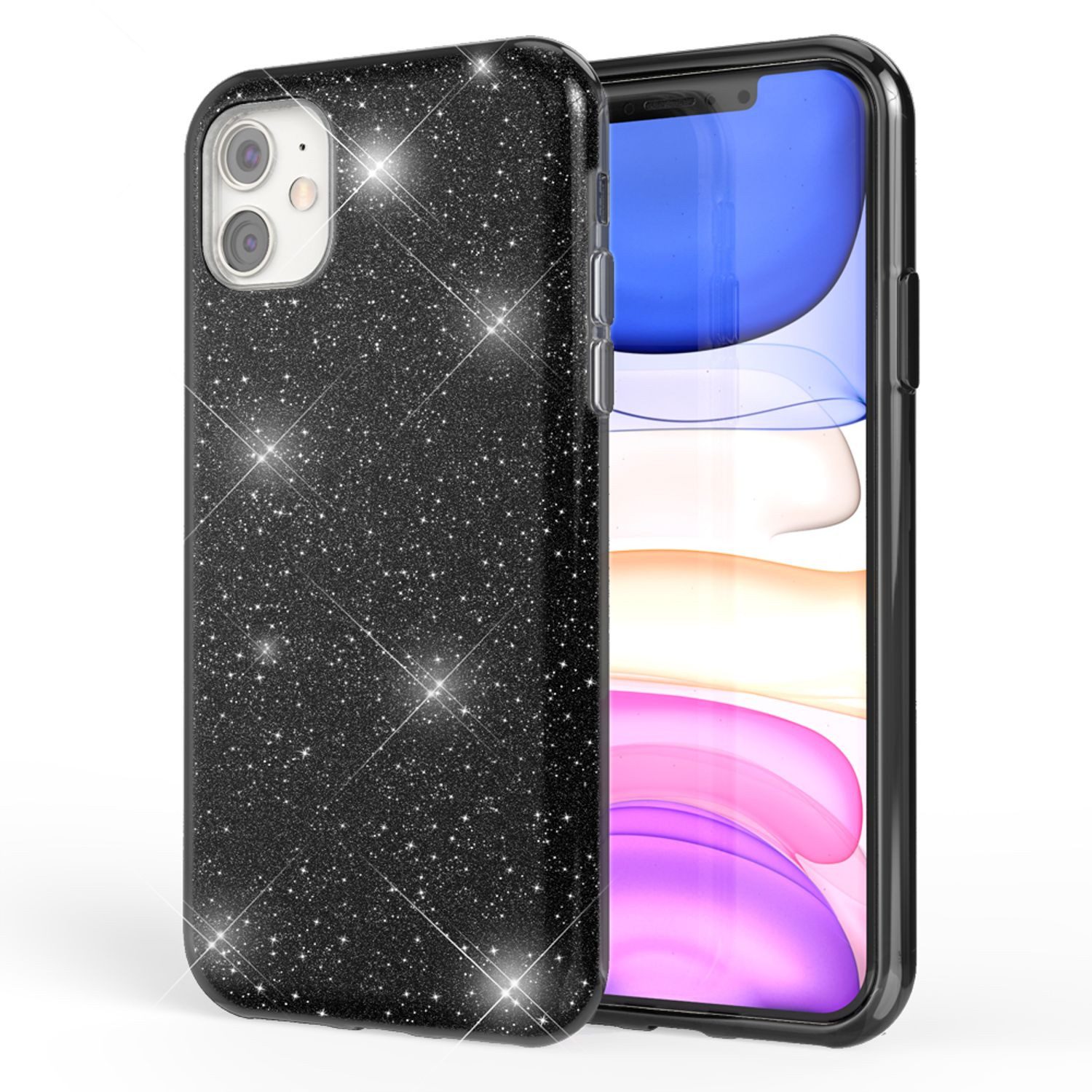 Nalia Smartphone-Hülle Apple iPhone 11 15,5 cm (6,1 Zoll), Glitzer Silikon Hülle / Glänzender Hybrid Schutz / Stoßfest & Robust