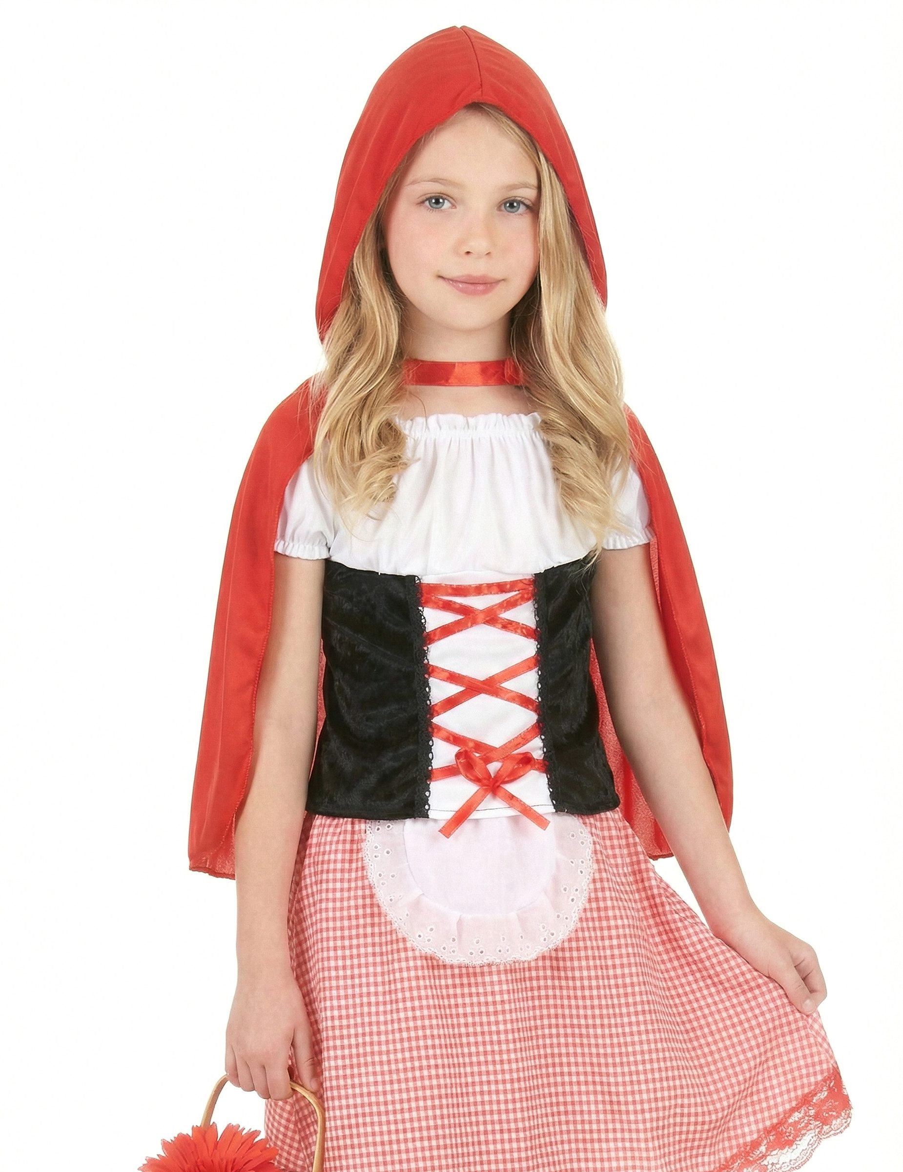 JADEO Kostüm Rotkäppchen Kinderkostüm rot-weiss-schwarz