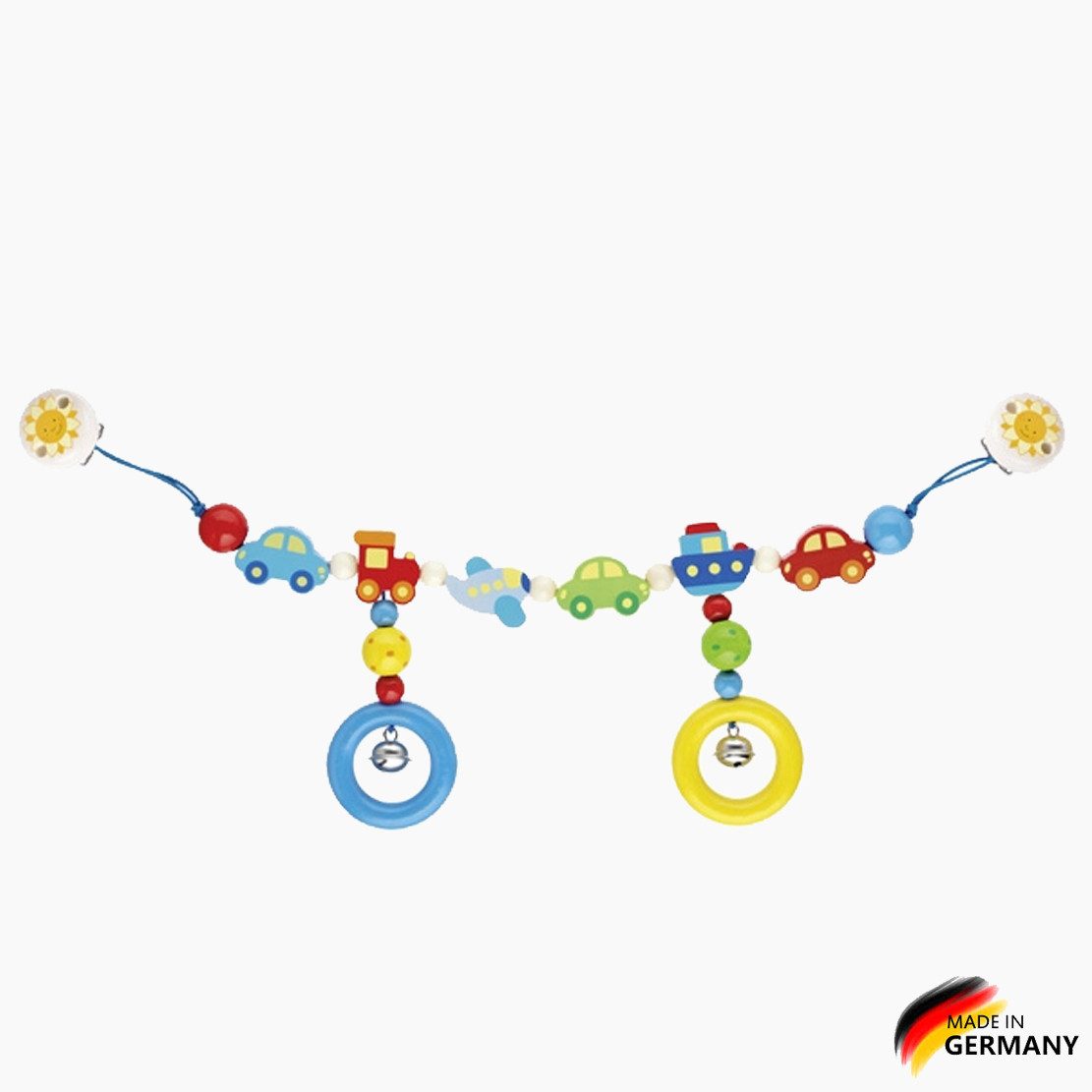 goki Kinderwagenkette Kinderwagenkette Fahrzeuge (packung, 1-tlg., set), Autos und leise Glocken für erste kleine Entdeckungsfahrten