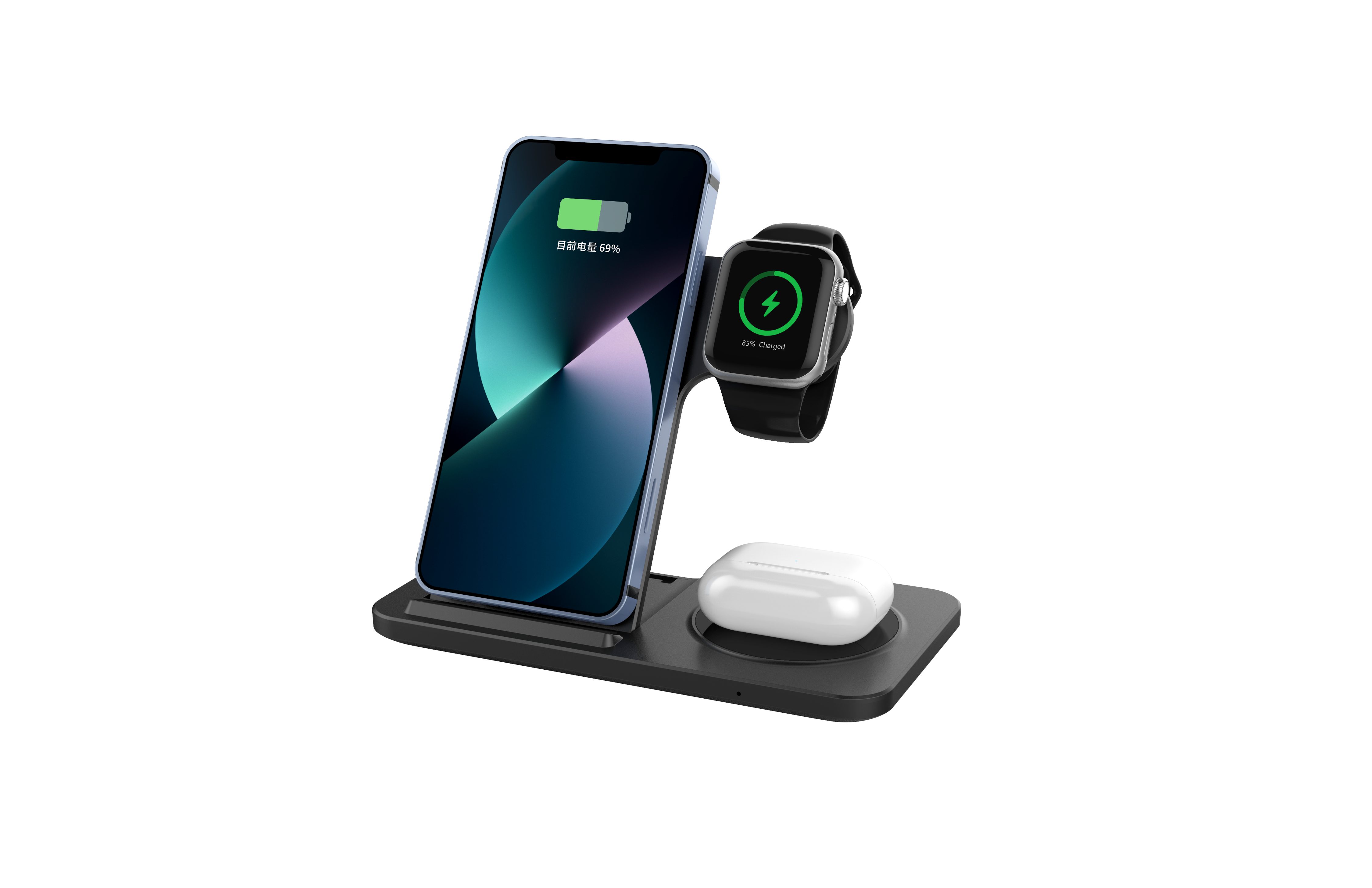 ENGELMANN EnM0640, 3 in 1 Induktive Ladestation Wireless Charger (3 in 1 für Smartphone, Smartwatch und TWS Kopfhörer)