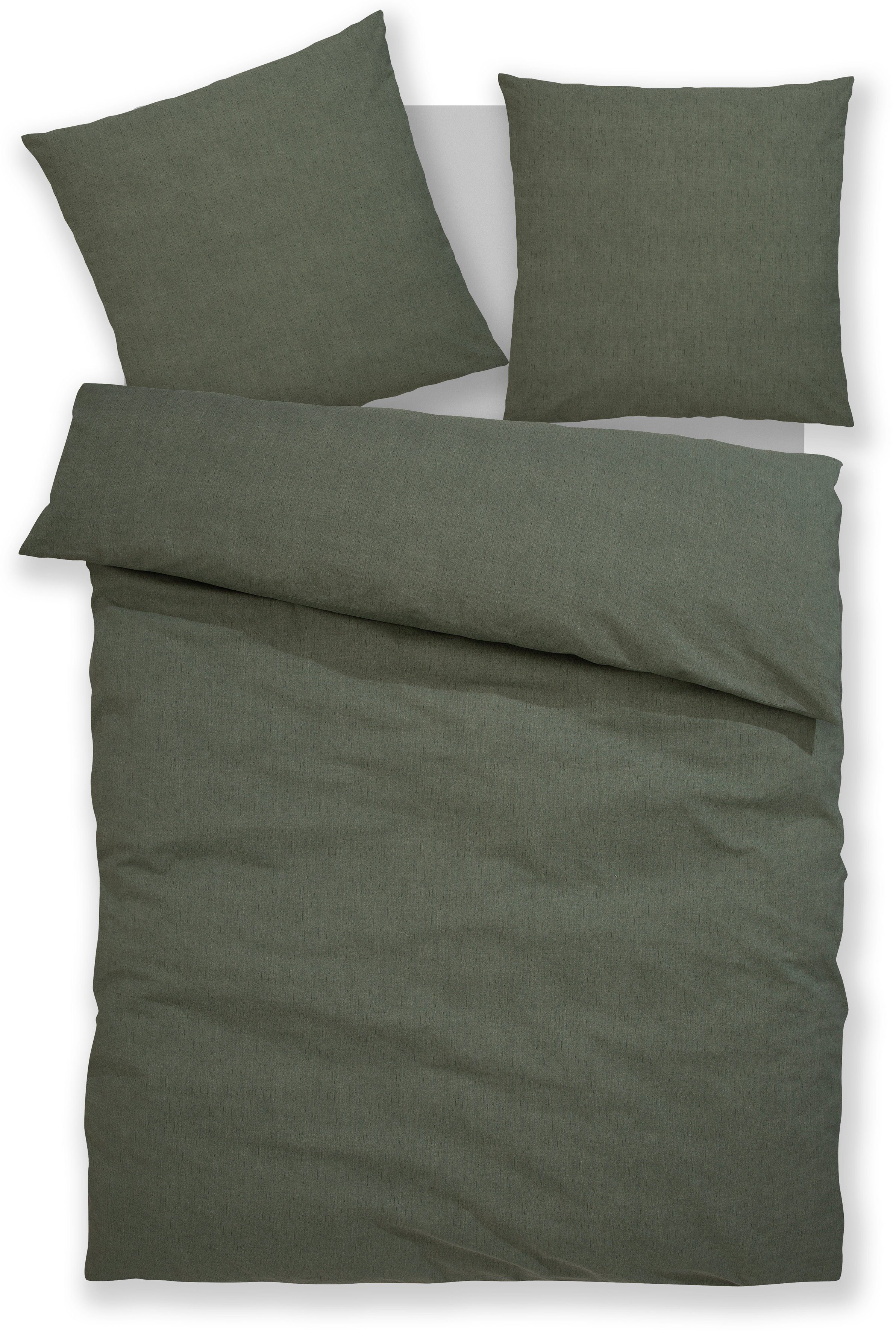 OTTO home Bettwäsche Melli, Biber, 2 teilig, Bettwäsche aus Baumwolle, Leinen-Look in Melange-Optik