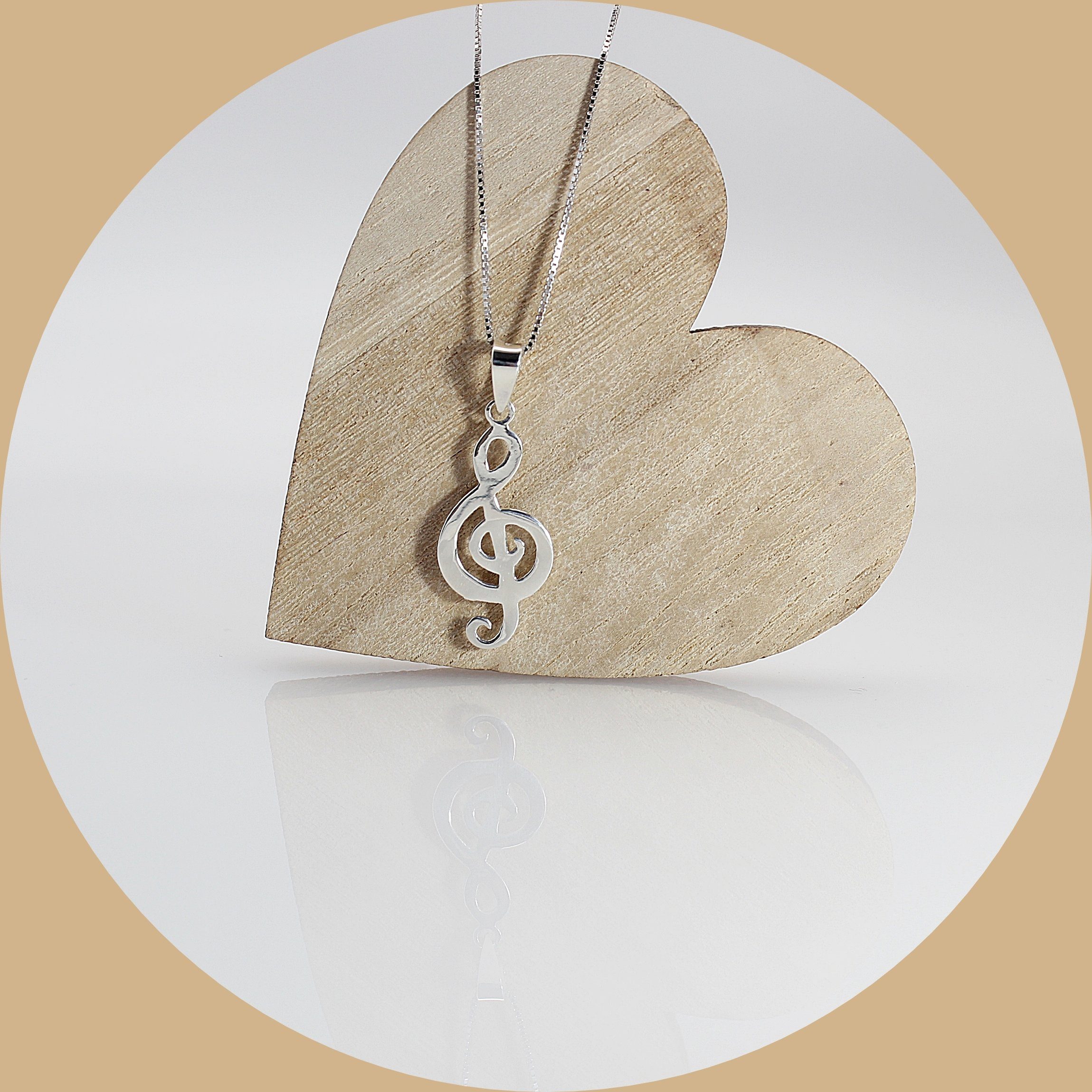 ELLAWIL Ketten-Set Silberkette Kette Geschenkschachtel Sterling Musik 925), mit inklusive Damen (Kettenlänge Halskette Notenschlüssel 50 Anhänger Silber cm