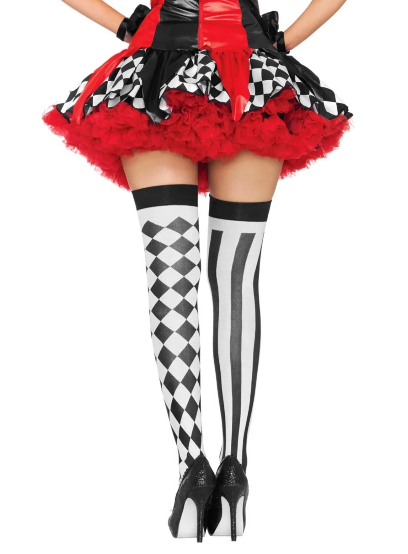 Leg Avenue Overknees Pantomime Kostüm Strümpfe Damen Karneval Fasching Verspieltes Accessoire für Euer Pantomime und Harlekin Kostüm