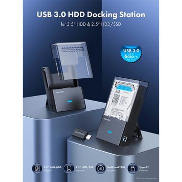 GRAUGEAR Festplatten-Dockingstation G-3502-AC, USB 3.0 Docking Station für 3,5” 2,5“ HDD SSD Festplatten Docks
