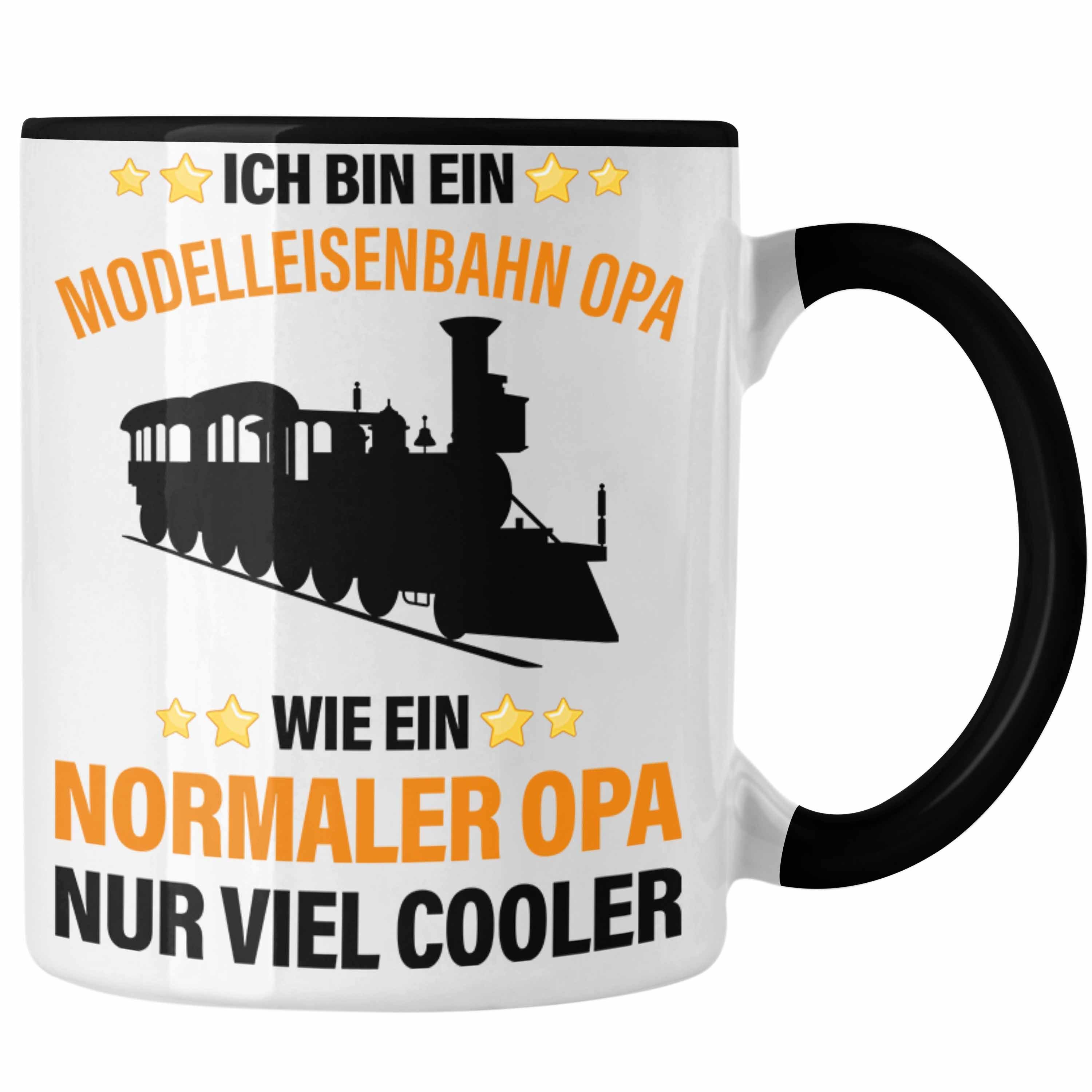 Opa Dampflokomotive Geschenkidee schwarz Eisenbahn Tasse Tasse Geschenk - Rentner Modeleisenbahn Opa Trendation Spruch Trendation Geschenk