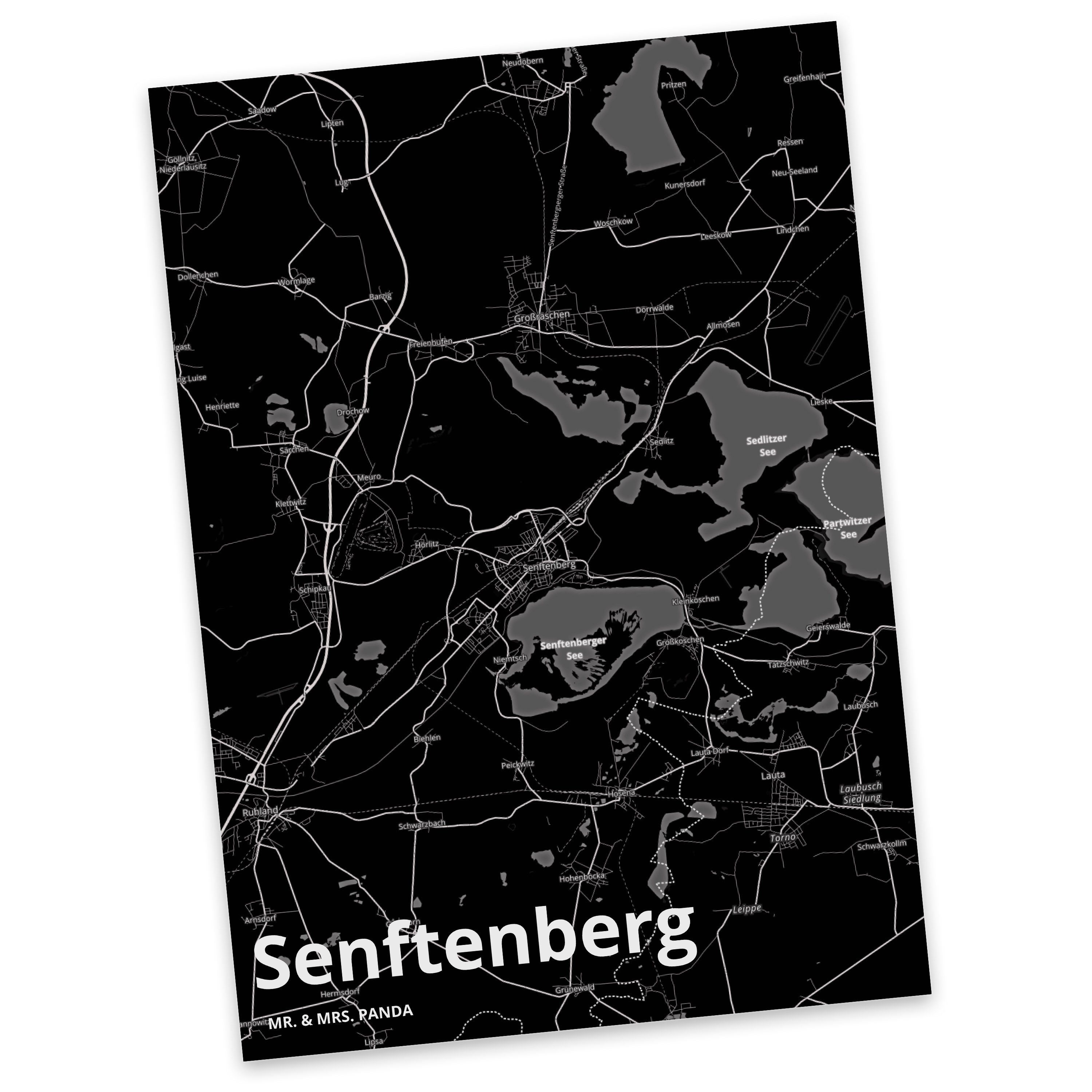 Mr. & Mrs. Panda Postkarte Senftenberg - Geschenk, Stadt Dorf Karte Landkarte Map Stadtplan, Ort