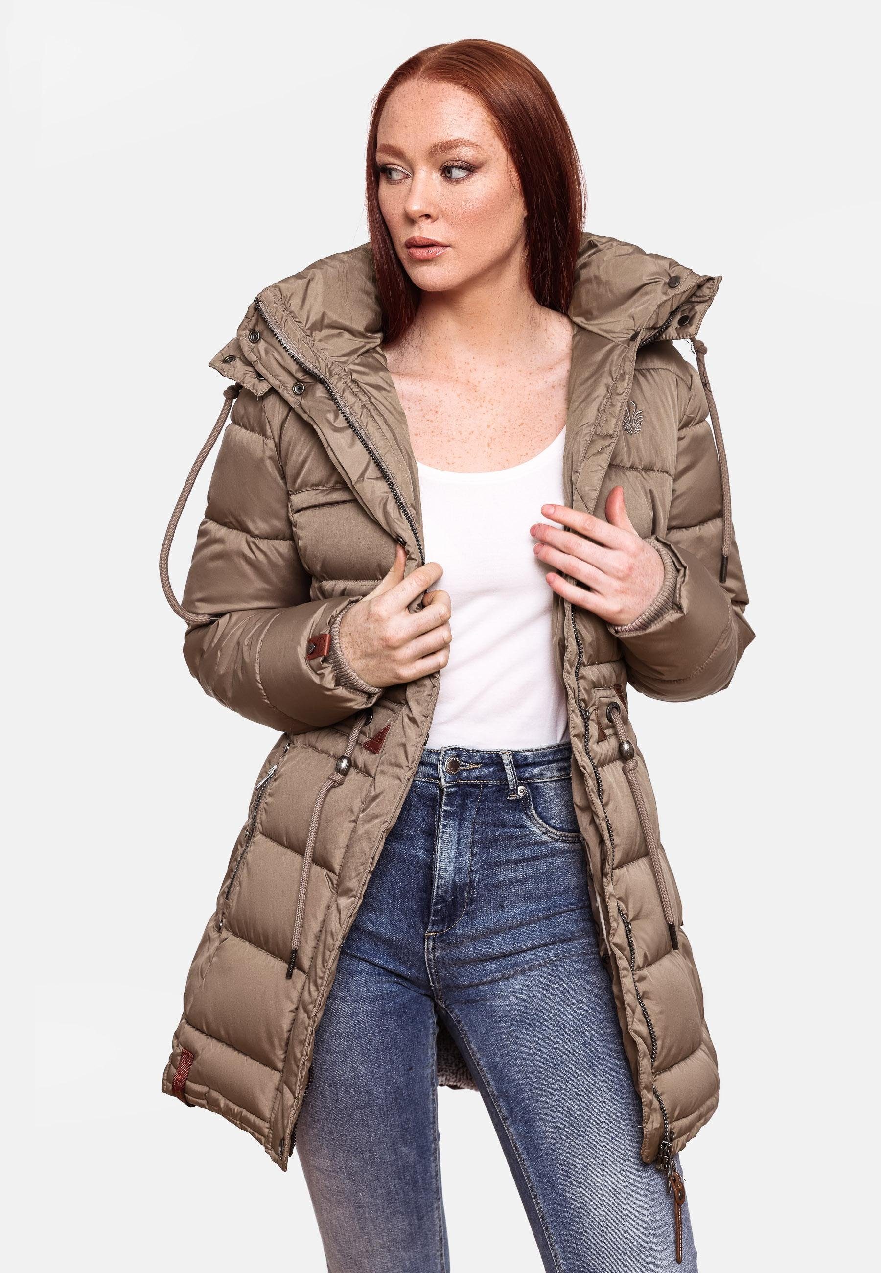 mit Navahoo taupe Winterparka Kapuze abnehmbarer Daliee Stylischer Steppmantel