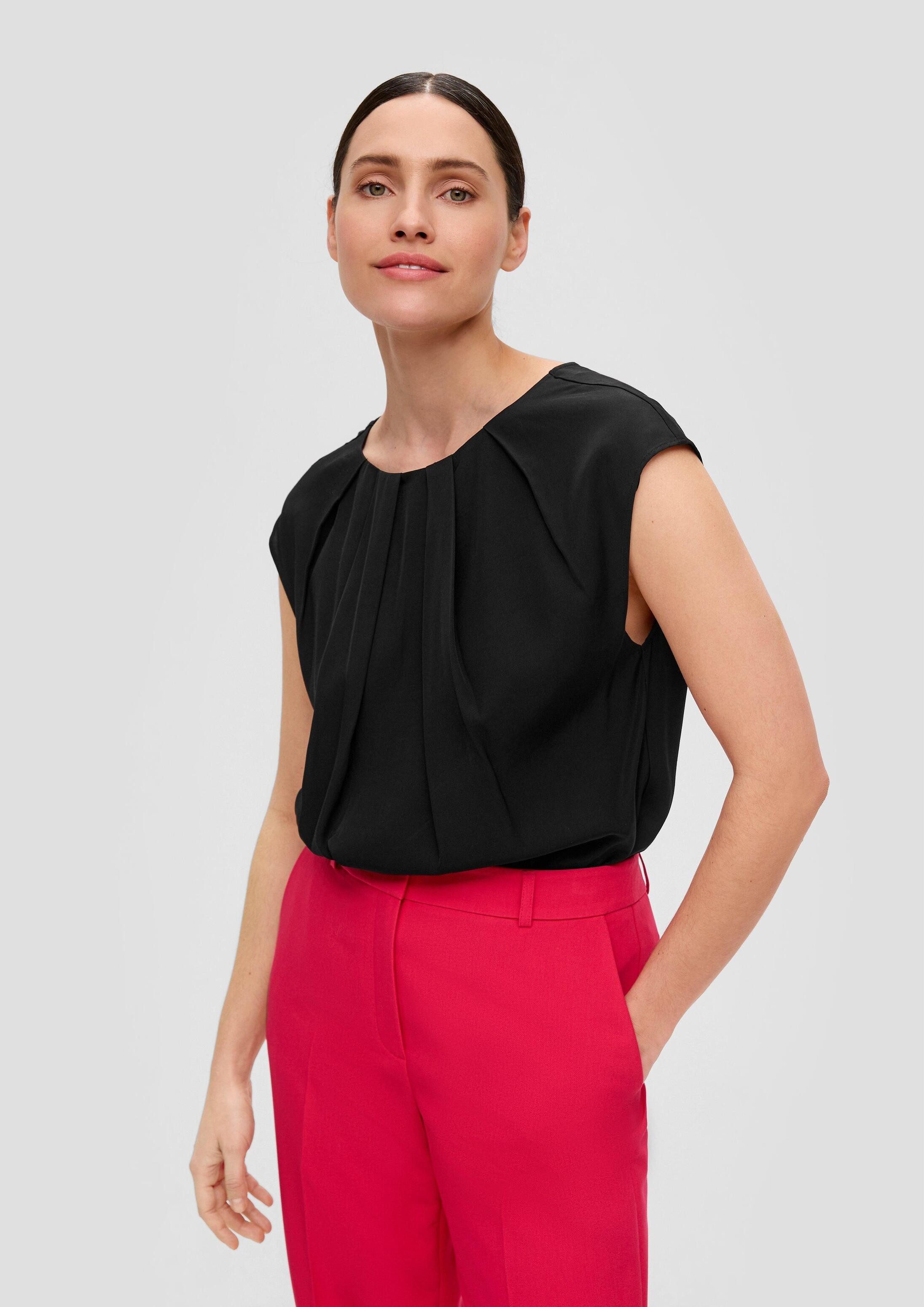 s.Oliver Kurzarmbluse Bluse Blusentop mit Falten-Detail