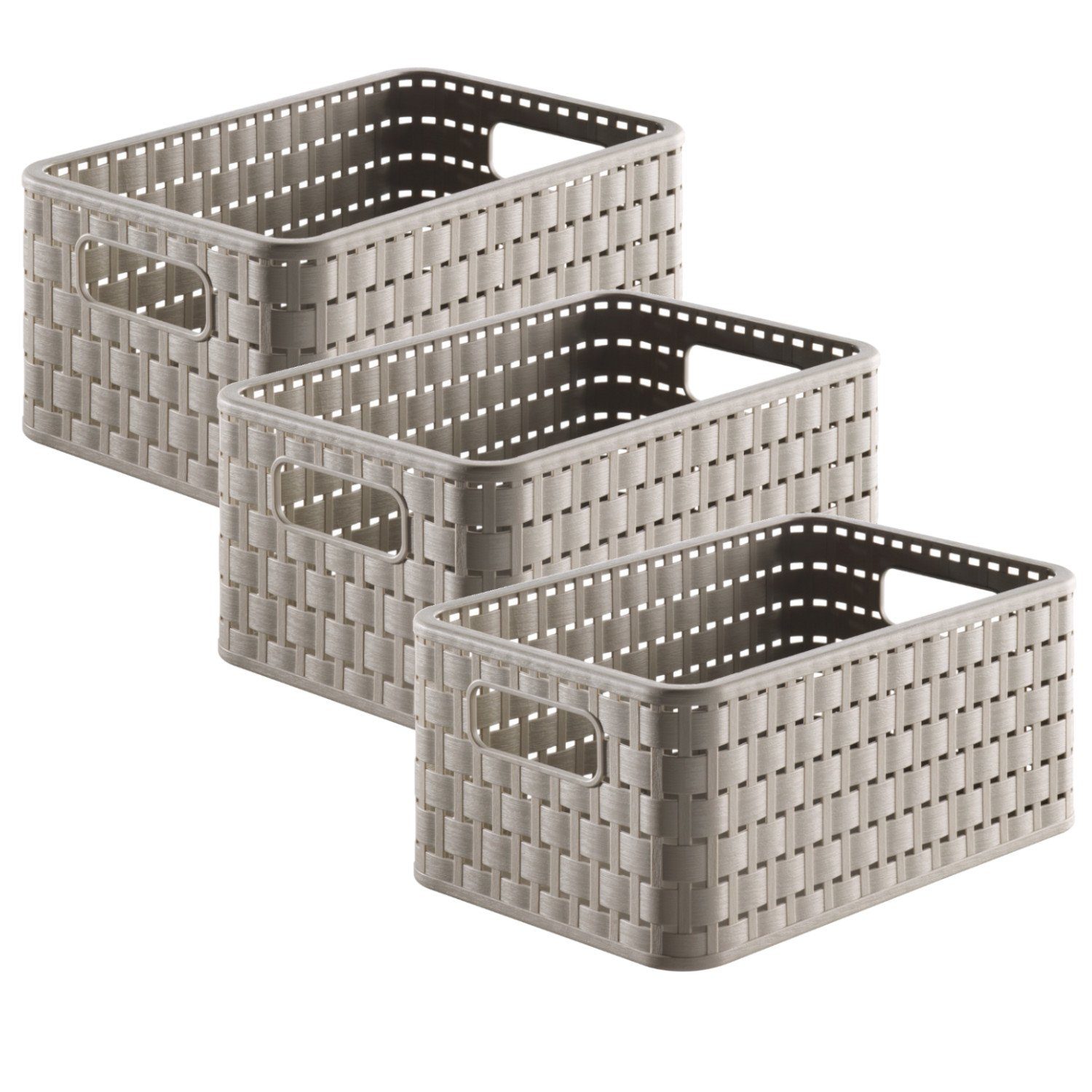 ROTHO Stapelbox »3er Set Korb A5 6 l COUNTRY«, Rotho Country 3er-Set  Aufbewahrungsbox 6l in Rattan-Optik, Kunststoff (PP) BPA-frei, cappuccino,  3 x A5/6l (28.0 x 18.5 x 12.6 cm)