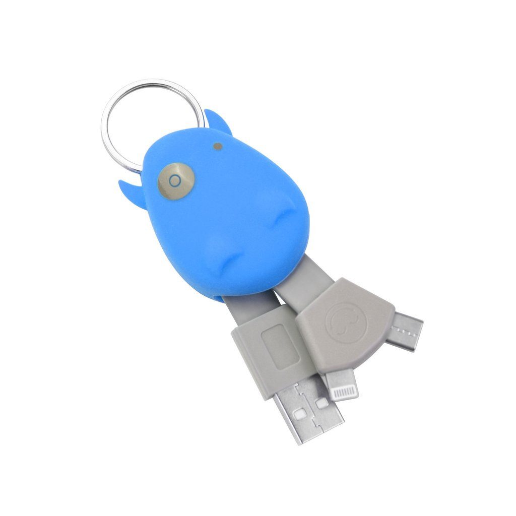 Munkees Schlüsselanhänger USB-C Ladekabel im Hippo-Design für unterwegs (Einzelartikel), Ladekabel und Schlüsselanhänger in einem kompakten Hippo-Design
