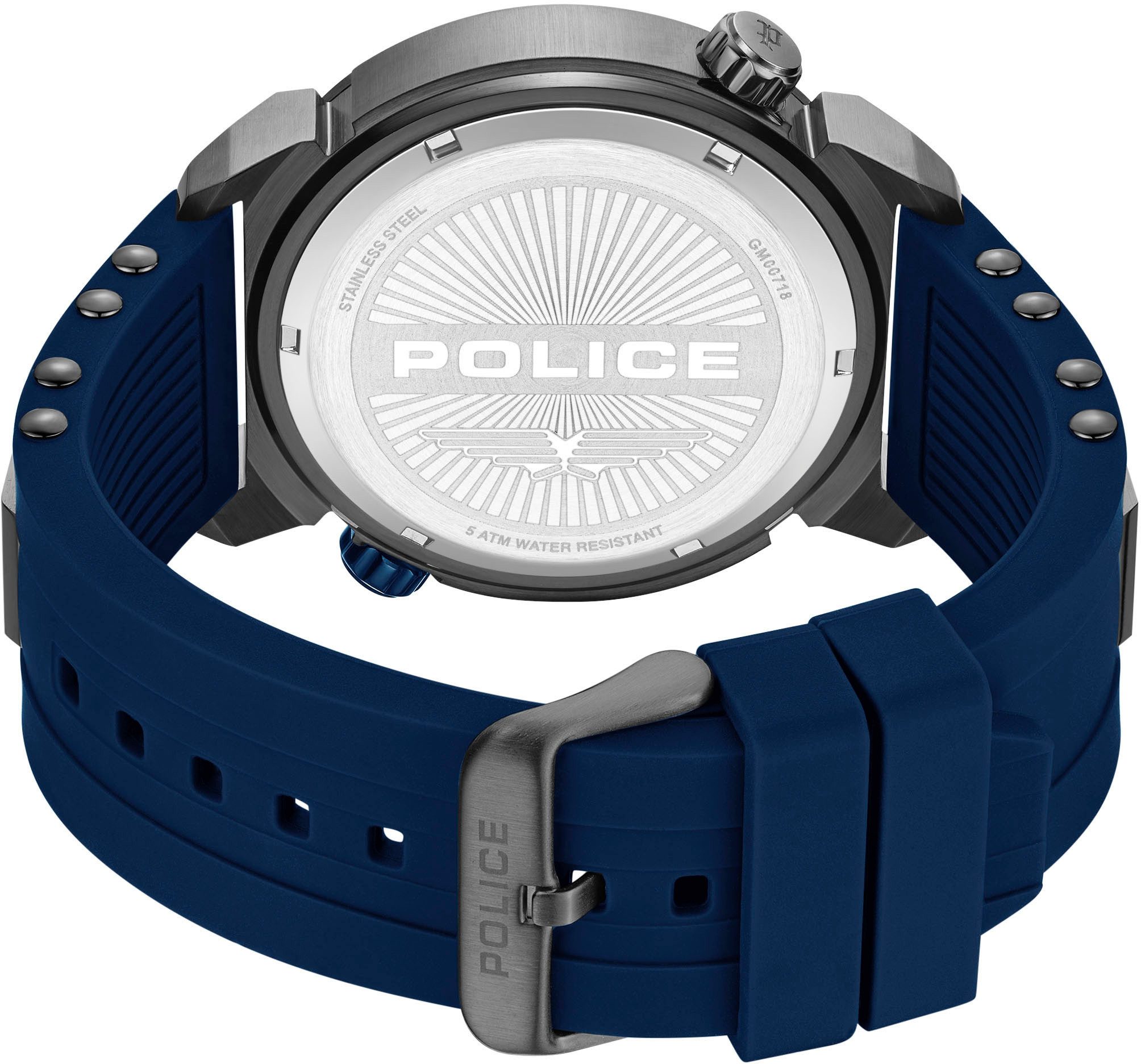 Police Multifunktionsuhr BOA PEWGM0071803, Quarzuhr, Armbanduhr, Herrenuhr, Silikonarmband, analog, Dualzeit
