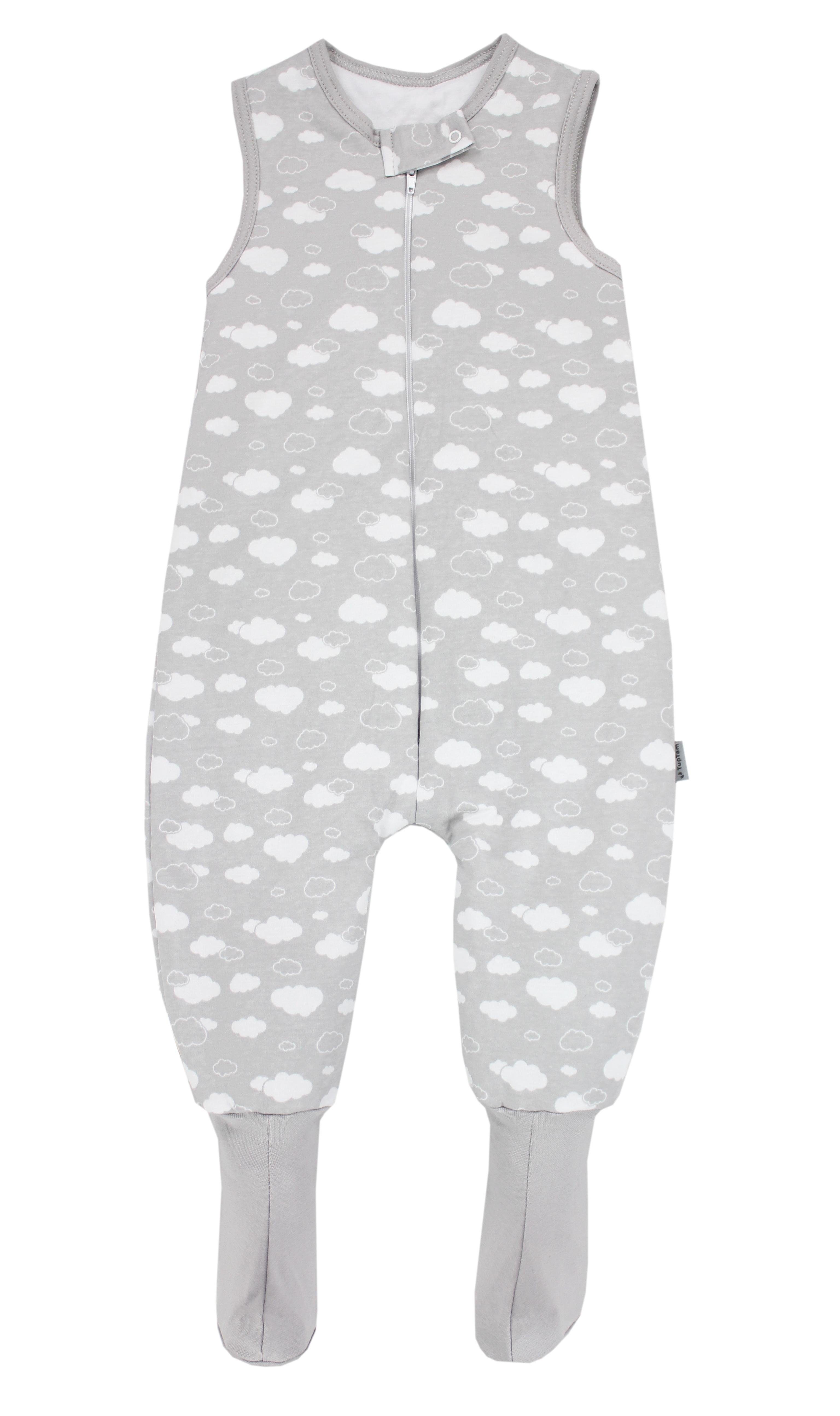 TupTam Babyschlafsack Winterschlafsack mit Beinen und Füßen OEKO-TEX zertifiziert, 2.5 TOG Wolken Grau