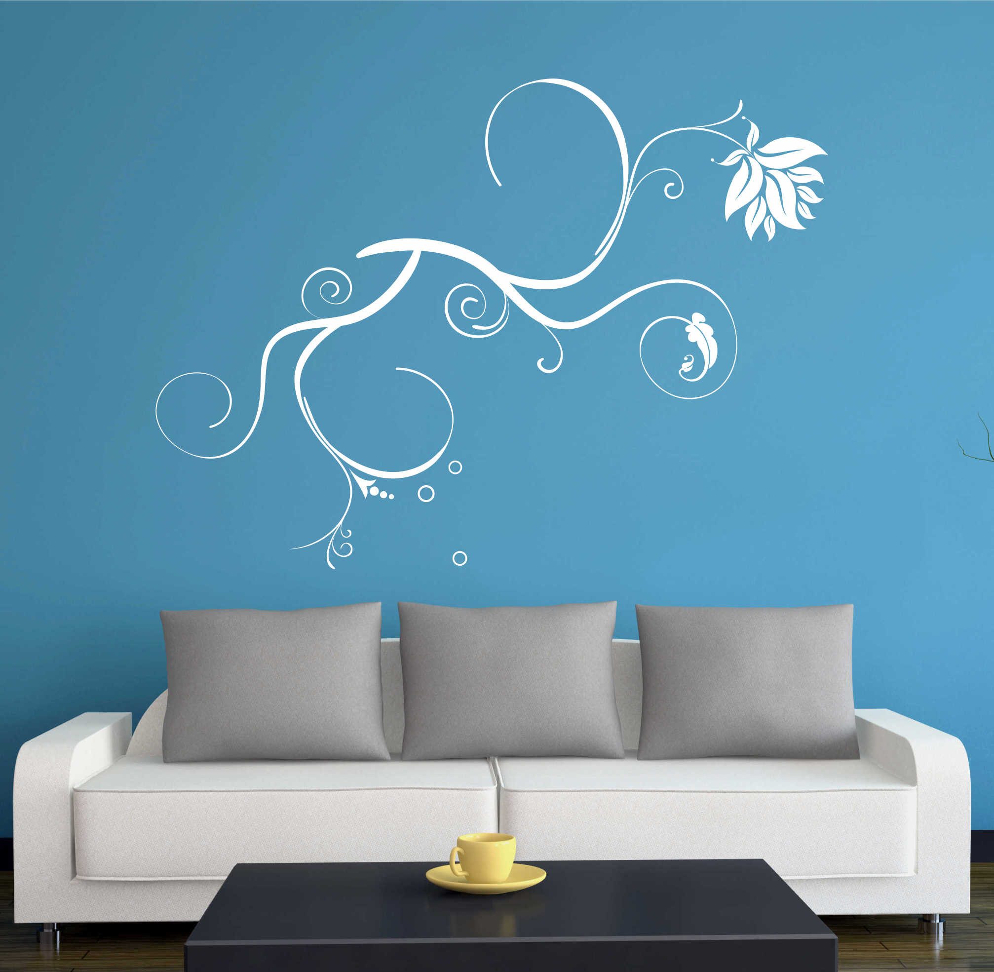 INDIGOS UG Wandtattoo Wandtattoo - Wandaufkleber - w341 Rose Ranke Blume Pflanze Blatt