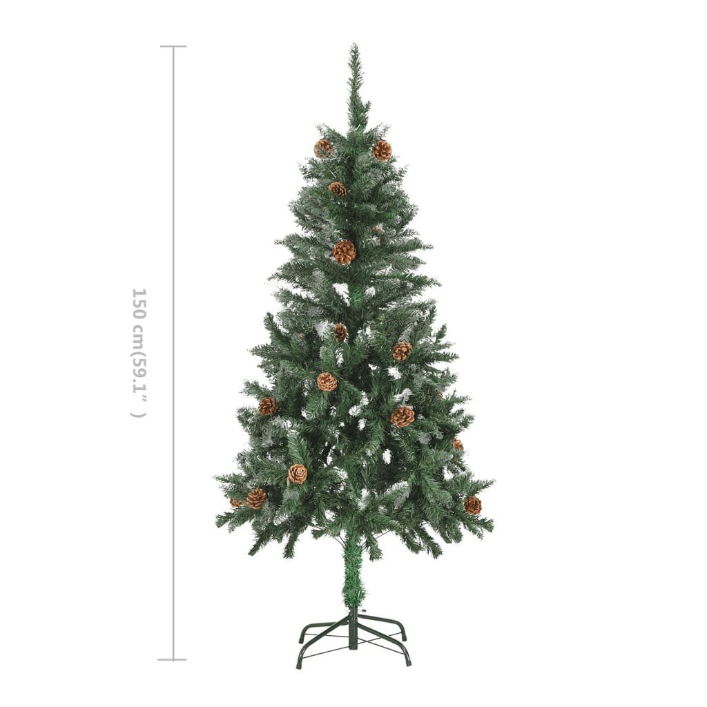 Weißem Weihnachtsbaum Künstlicher und Weiß Künstlicher Grün Kiefernzapfen 150 Weihnachtsbaum cm Glitzer vidaXL