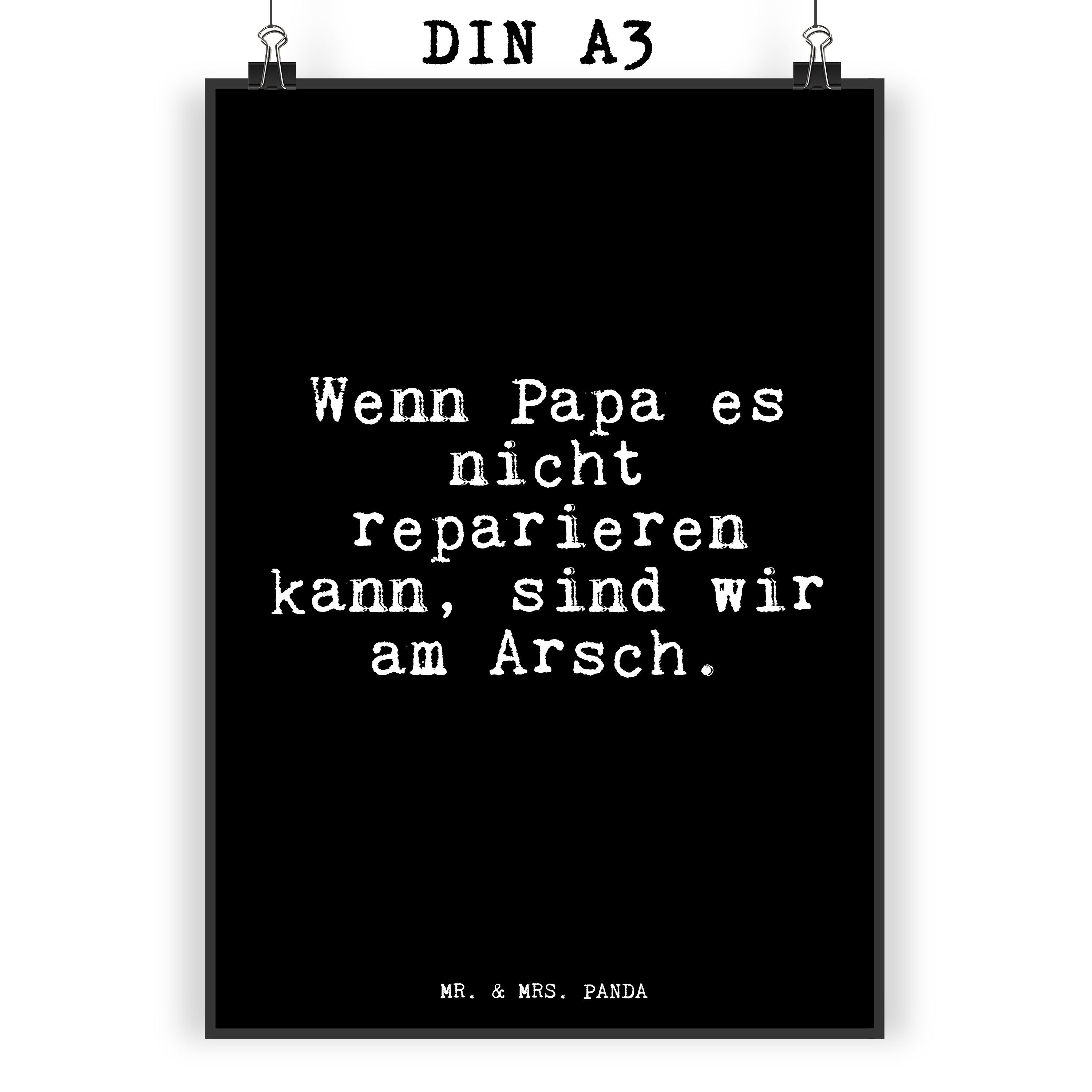 Mr. & Mrs. Panda Poster »Wenn Papa es nicht... Schwarz Geschenk