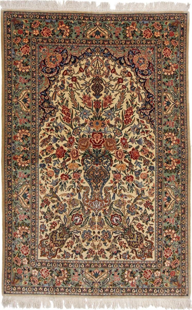 Orientteppich Isfahan Alt Seidenkette 107x167 Handgeknüpfter Orientteppich, Nain Trading, rechteckig, Höhe: 6 mm