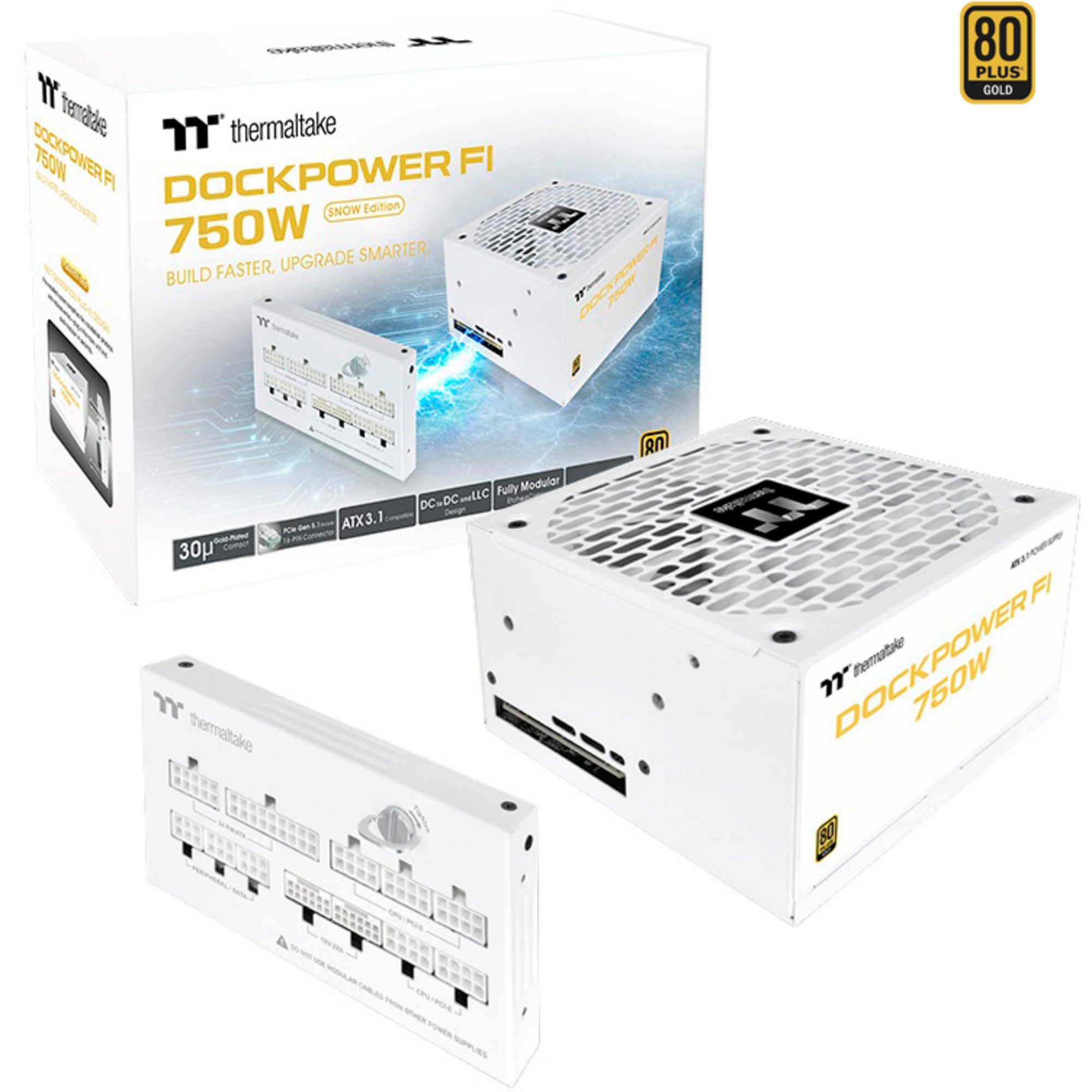 Thermaltake Thermaltake Dockpower FI 750W Snow, PC-Netzteil, PC-Netzteil (80 PLUS Gold)
